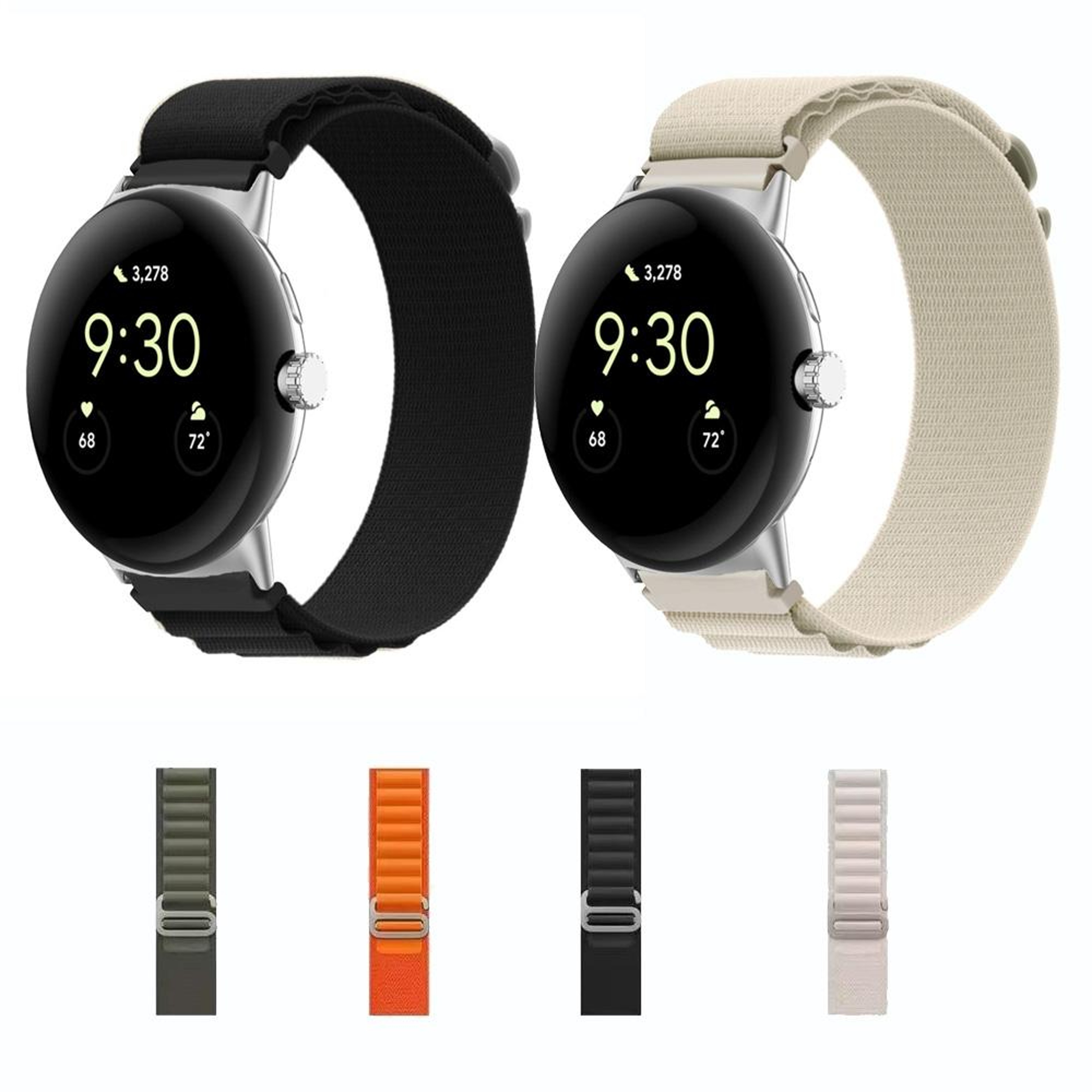 Google Pixel Watch 4 3 2 1 41mm Nylon Watch Band Adjustable Replacement Strap With Silver Connector 4