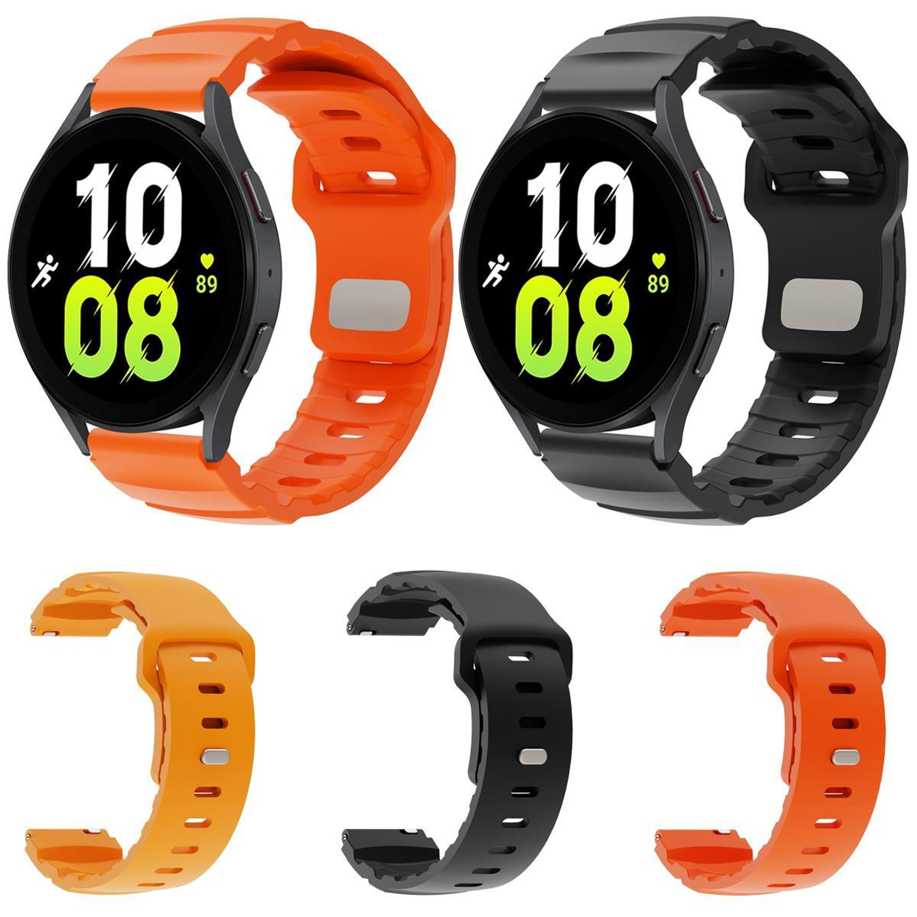 Fluororubber Watch Band With Reverse Buckle Adjustable Soft Sport Replacement Strap 6