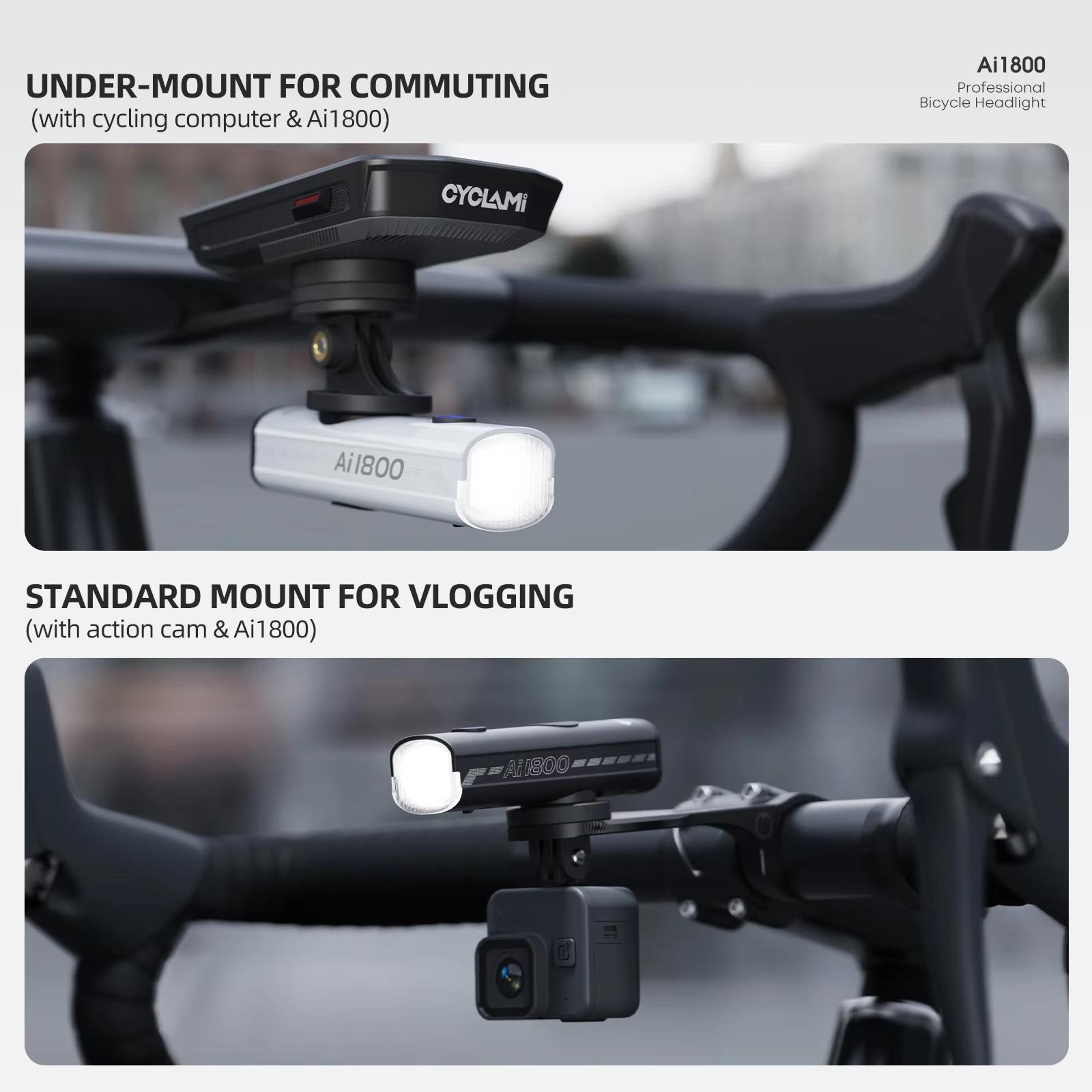 CYCLAMI AI1800 Bike Headlight 1800 Lumen USB C Rechargeable Waterproof Bicycle Light 7
