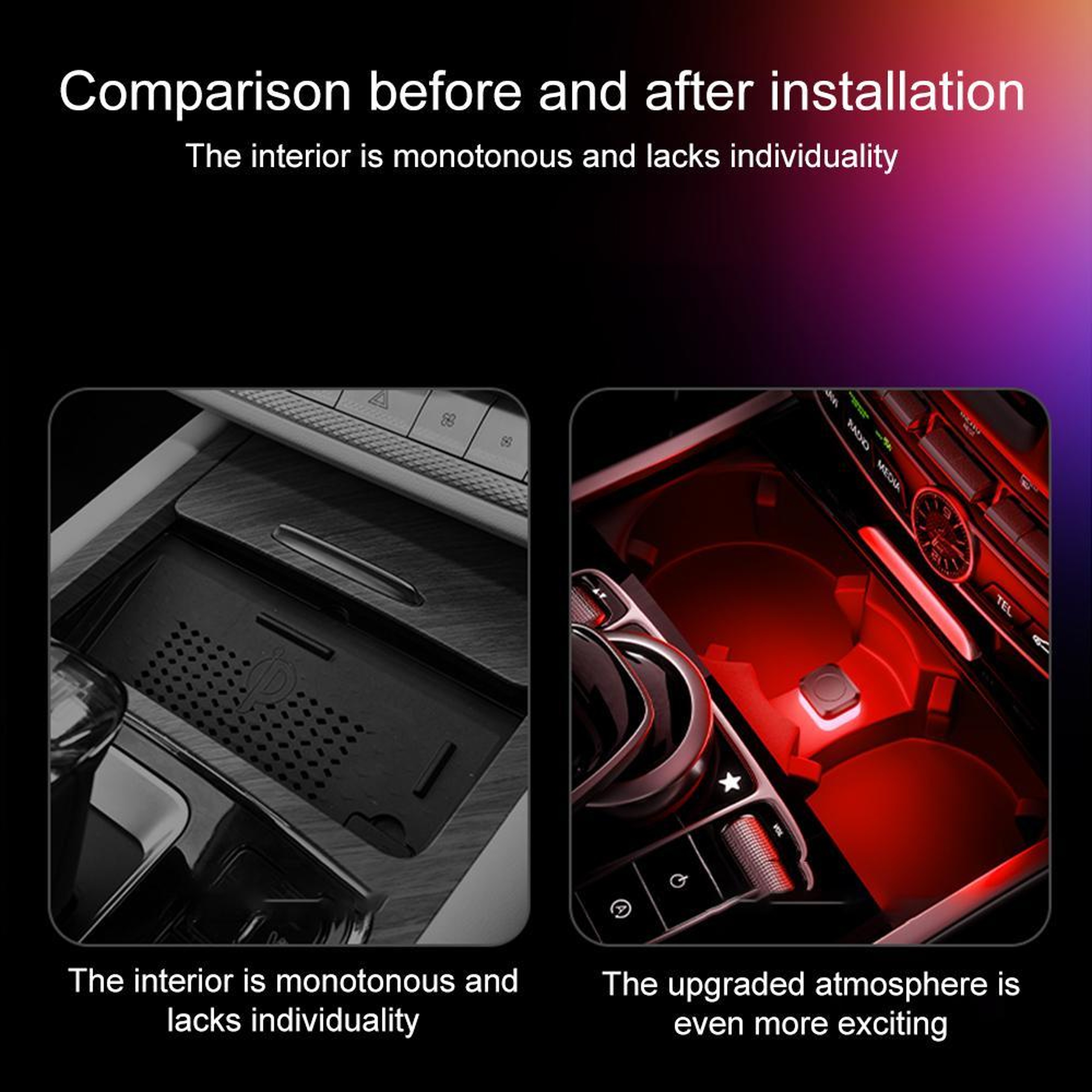 Car USB LED Atmosphere Light Plug And Play Car Interior Lights Ambient Lighting Kit 6