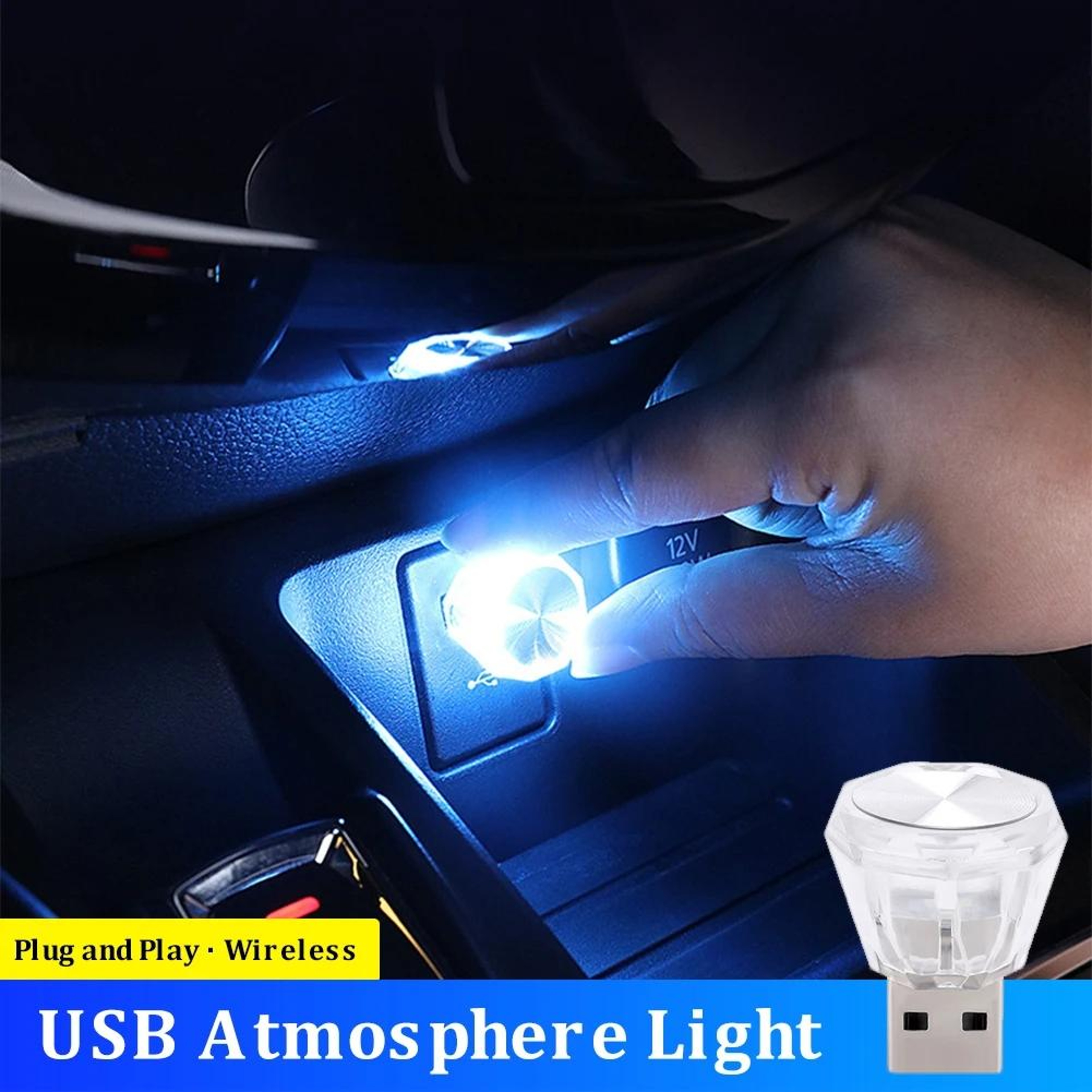 Universal USB Car Ambient Light Diamond LED Interior Mood Light Plug And Play Decorative Lamp 5