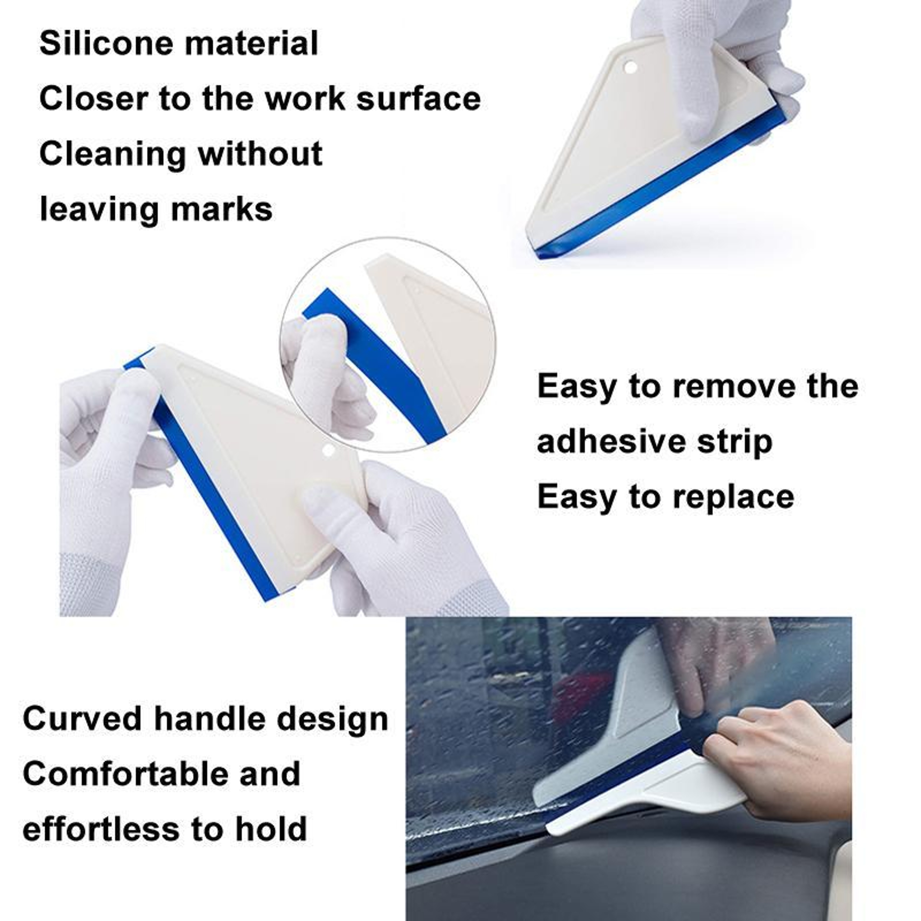 Arc Shape Car Window Tint Squeegee Silicone Glass Cleaning Scraper For Film Installation 4