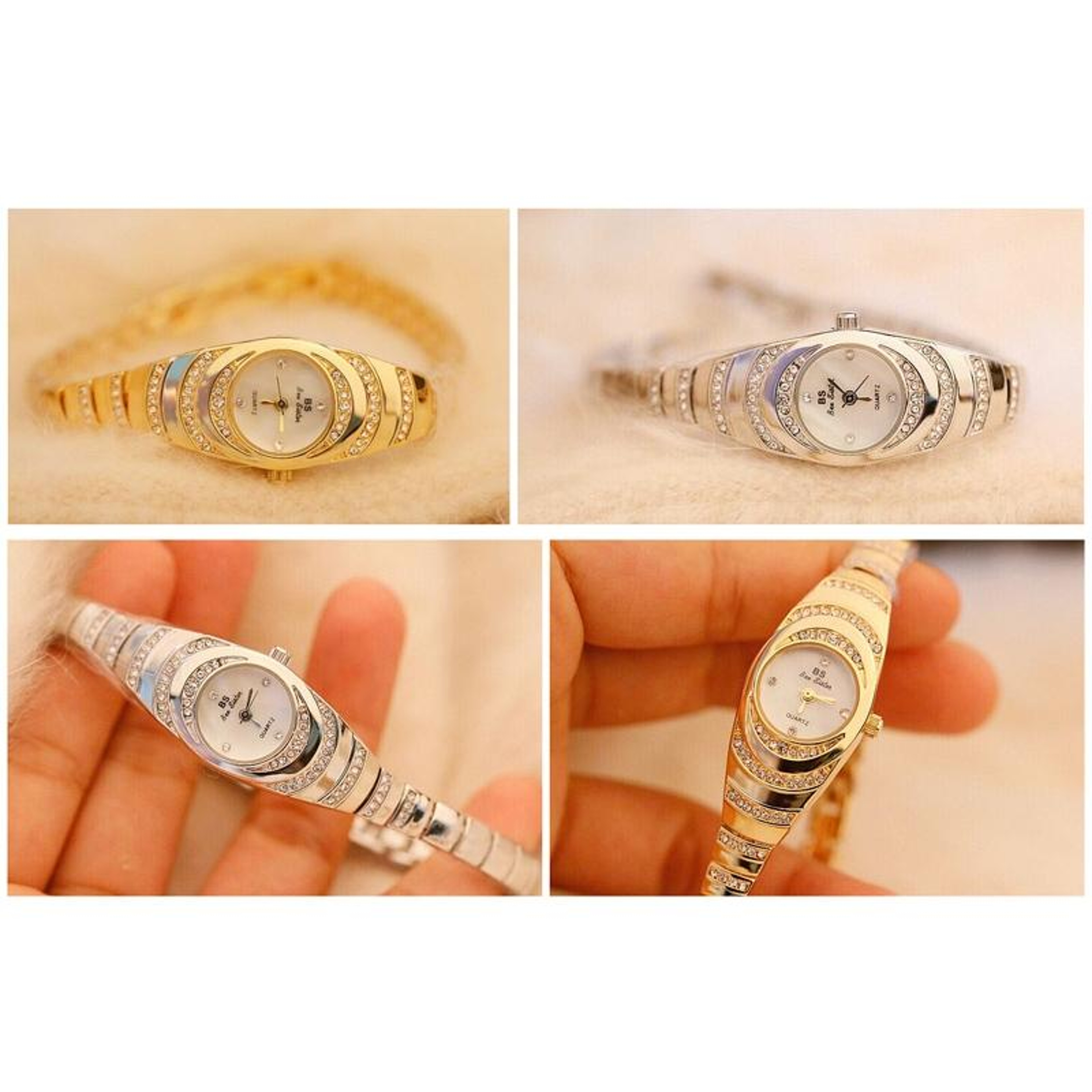 BS Bee Sister Ladies Oval Watch Diamond Accent Quartz Watch Elegant Jewelry Chain Bracelet – view 5