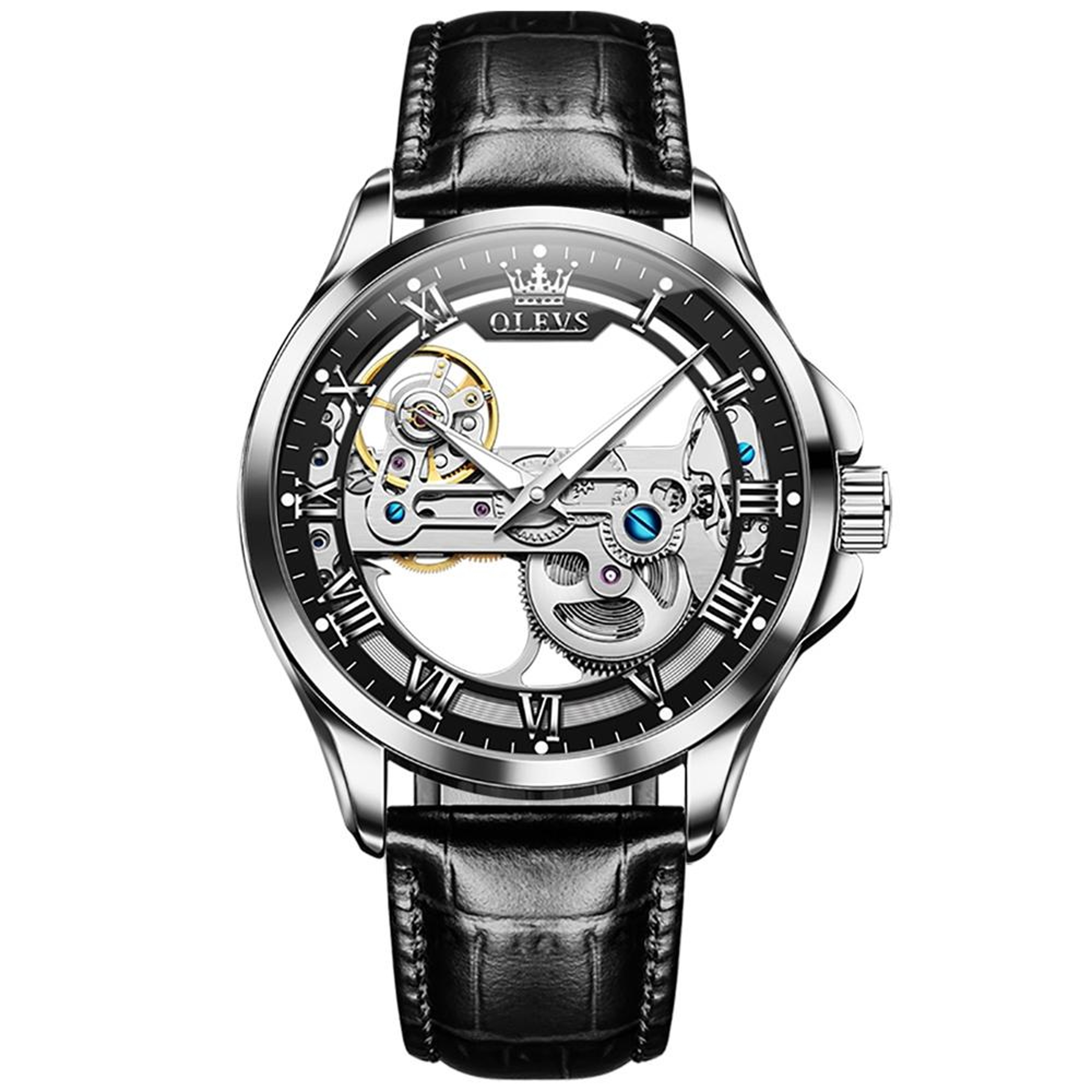 OLEVS 6661 Automatic Mechanical Watch Mens Leather Dress Watch Waterproof Luminous Timepiece 16
