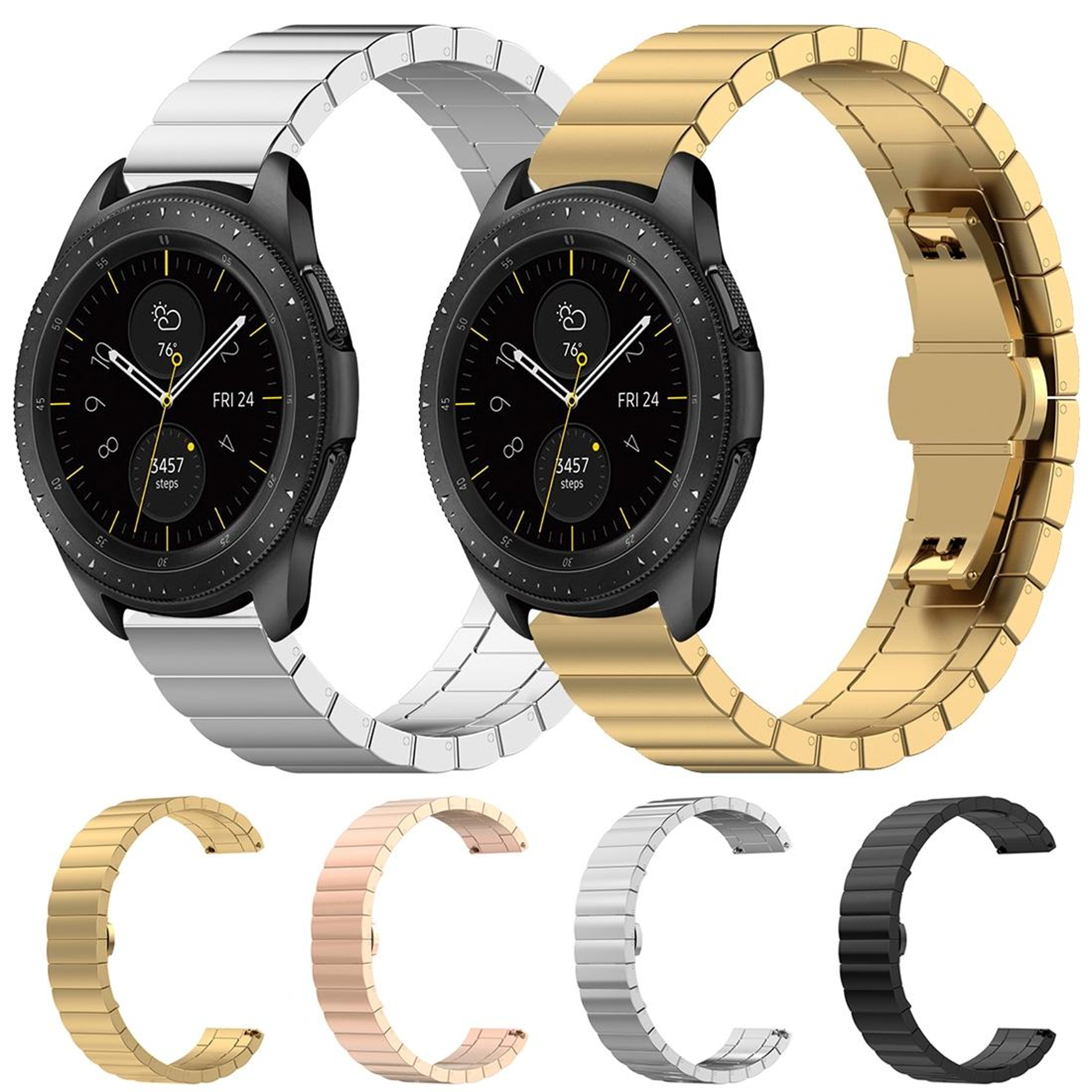 Galaxy Watch 46mm Stainless Steel Watch Band with Butterfly Buckle Metal Replacement Strap – view 4