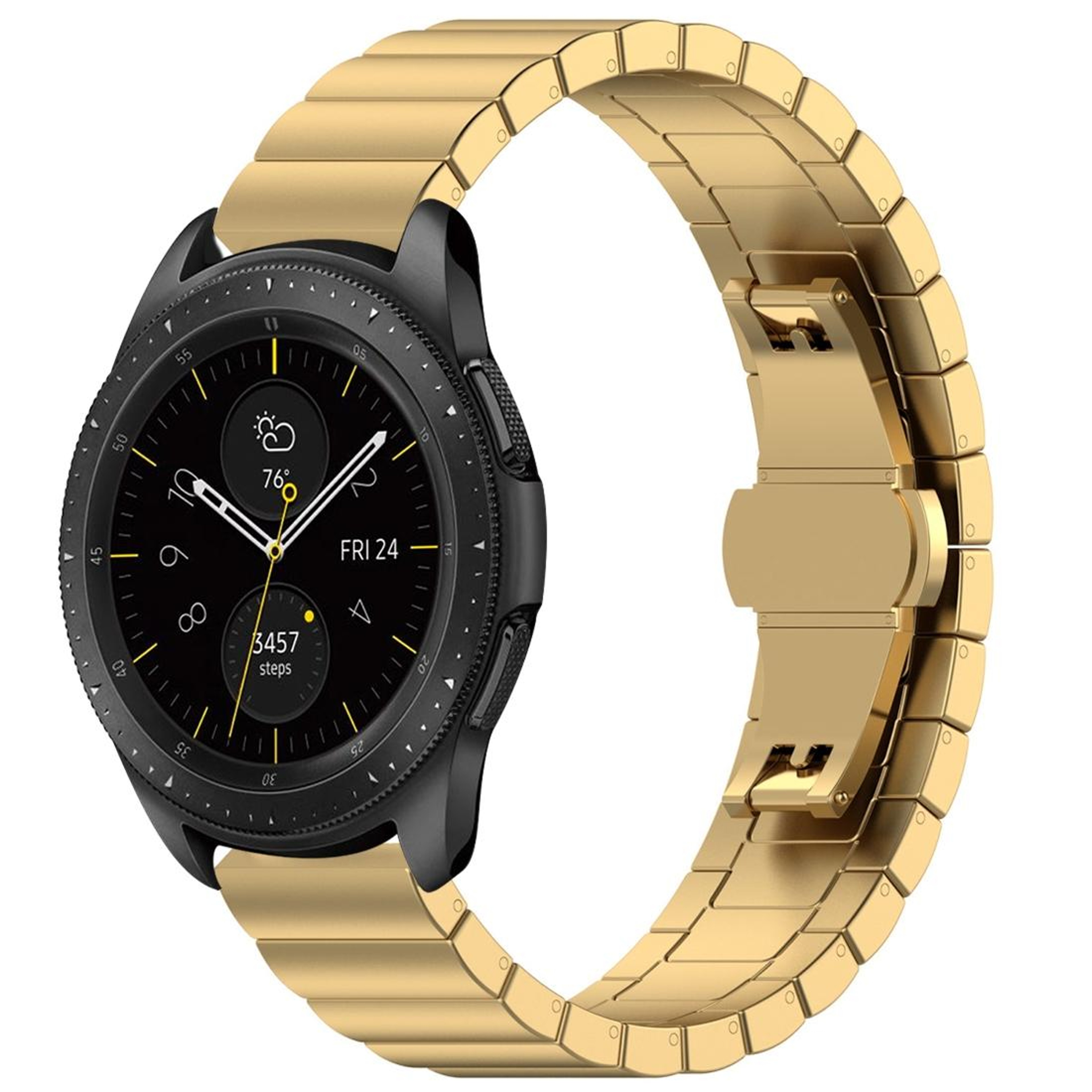 Galaxy Watch 46mm Stainless Steel Watch Band with Butterfly Buckle Metal Replacement Strap – view 5