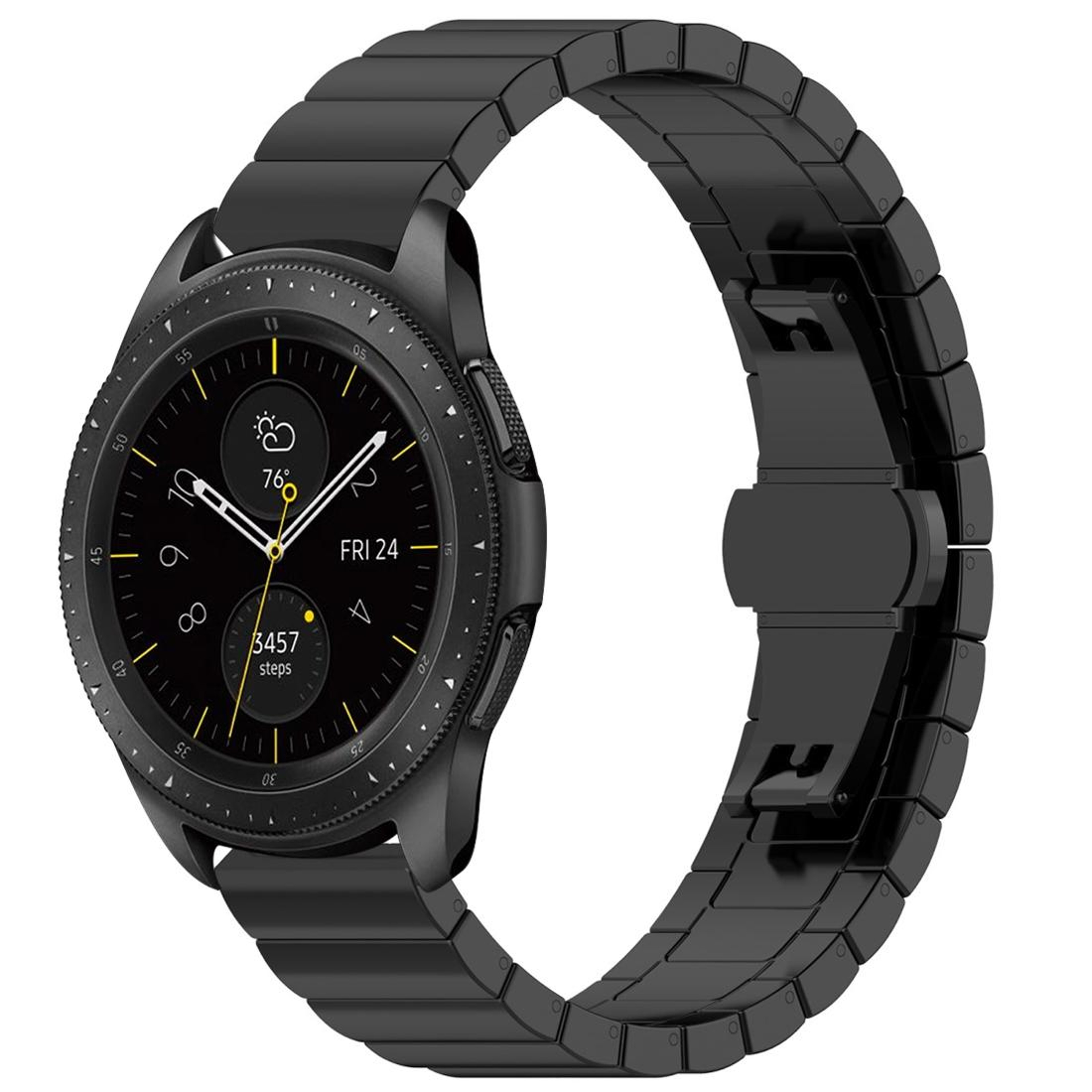 Galaxy Watch 46mm Stainless Steel Watch Band with Butterfly Buckle Metal Replacement Strap – view 6