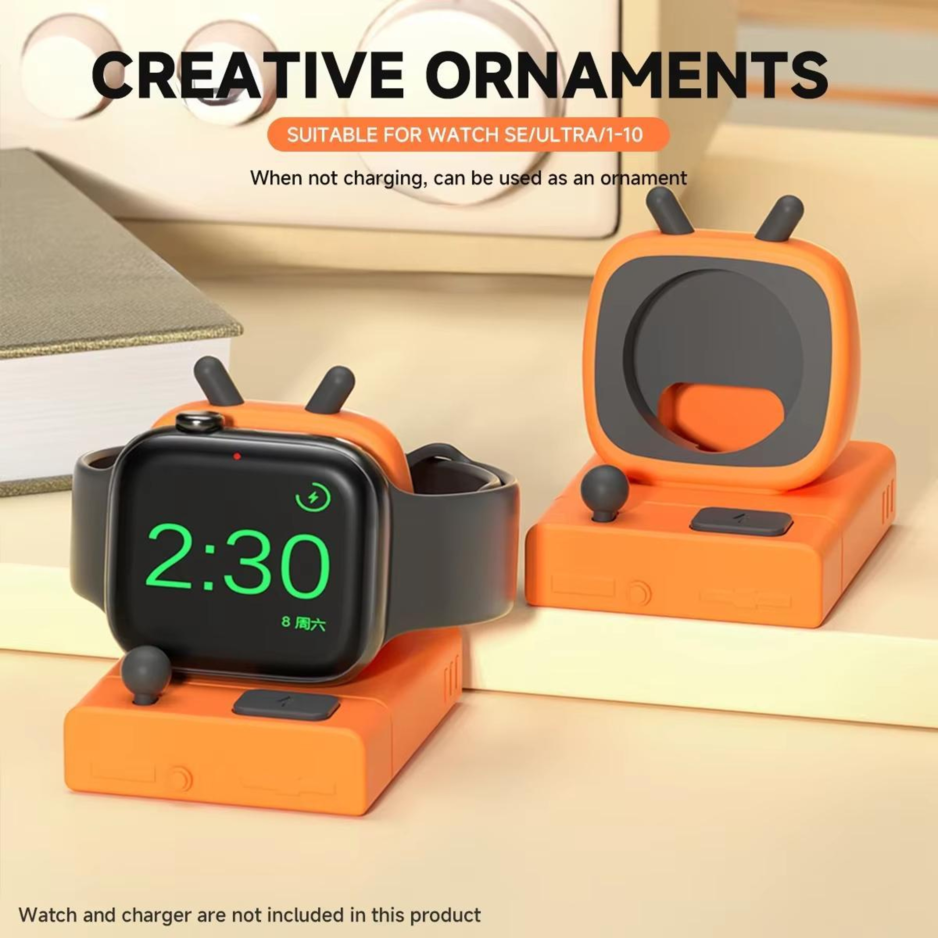 Apple Watch Charging Stand Retro Silicone Desktop Dock Display Base With Cable Management 2