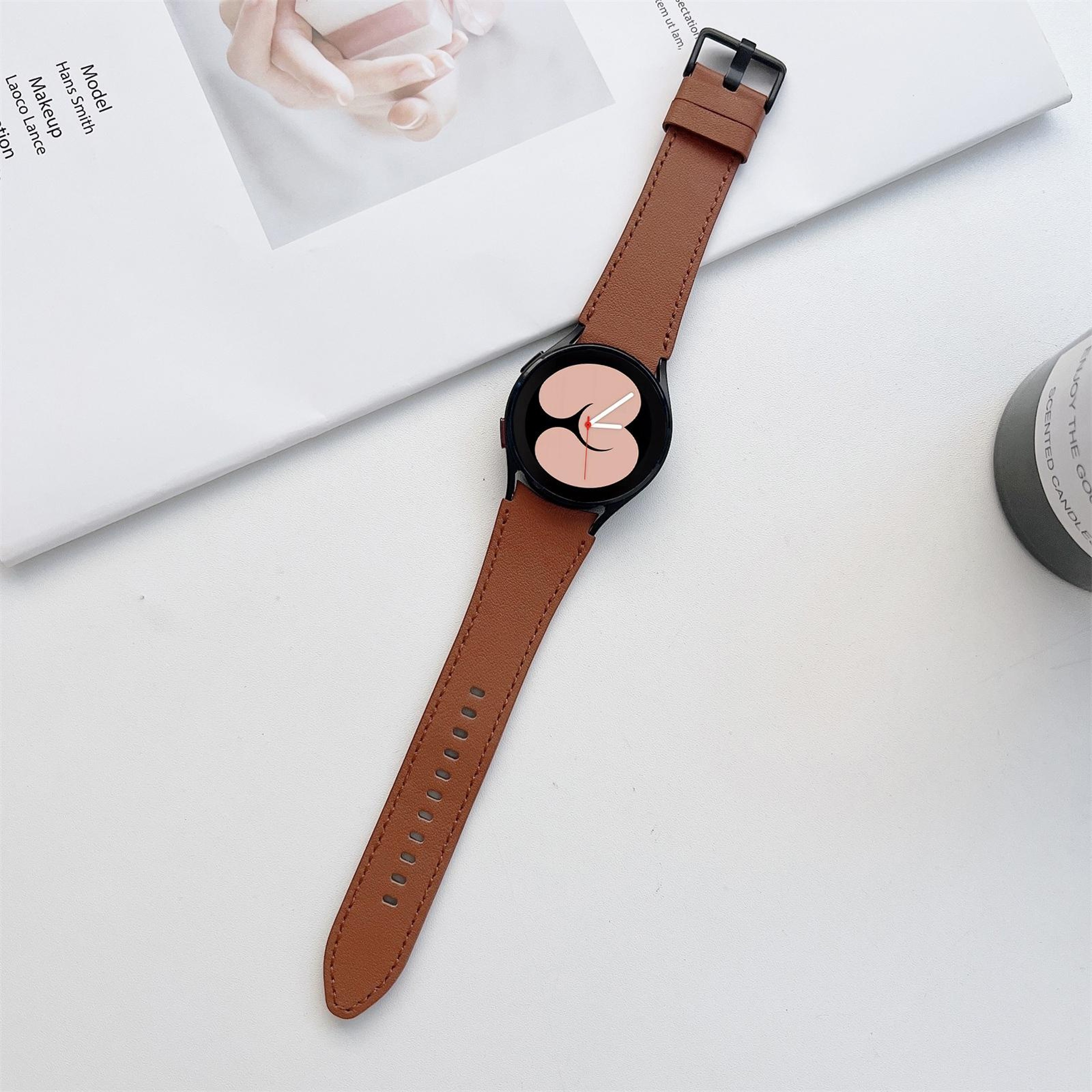 Samsung Galaxy Watch4 Leather Strap Double Sided Adjustable Replacement Watch Band 5