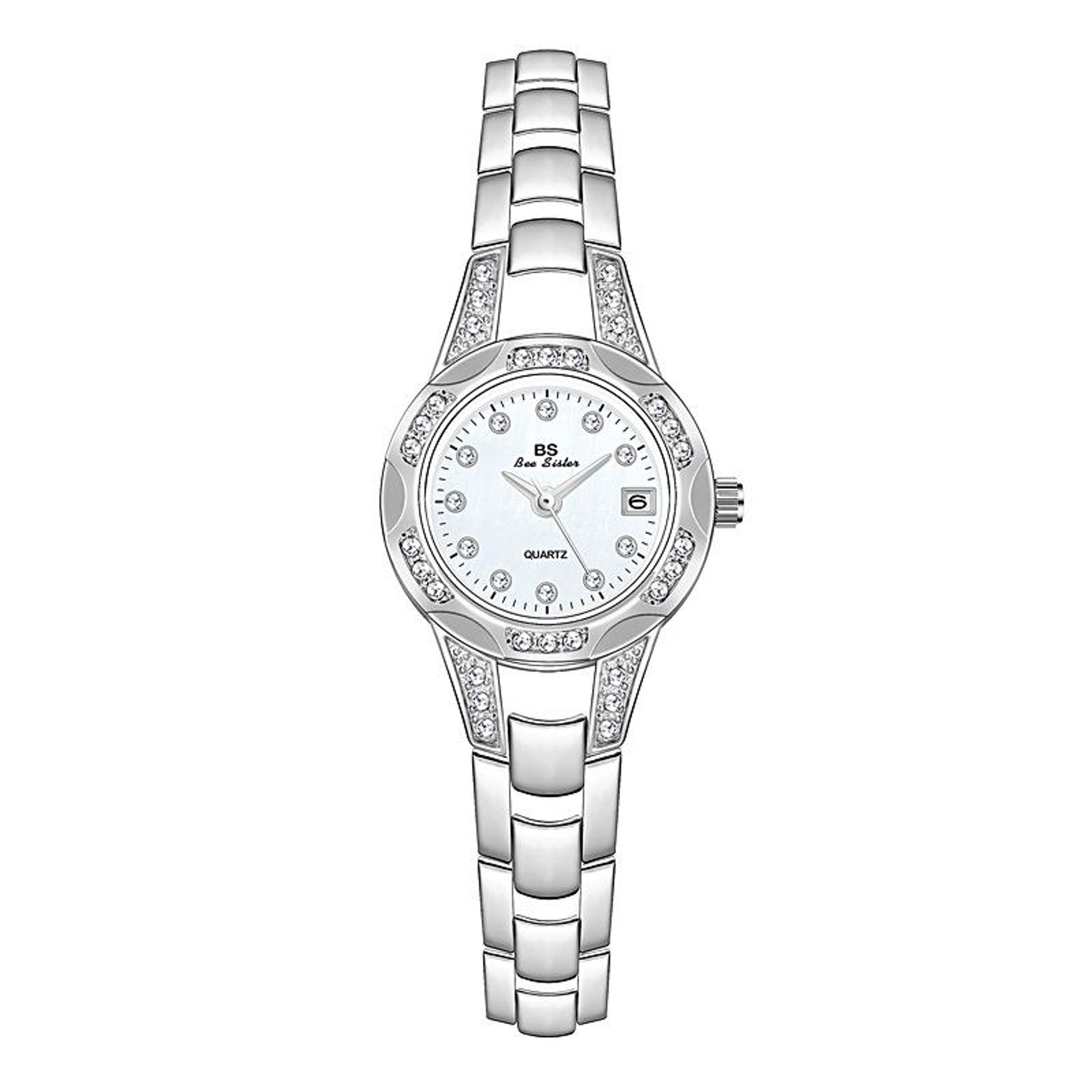 BS Bee Sister Ladies Diamond Watch Small Round Quartz Dress Watch With Calendar 0
