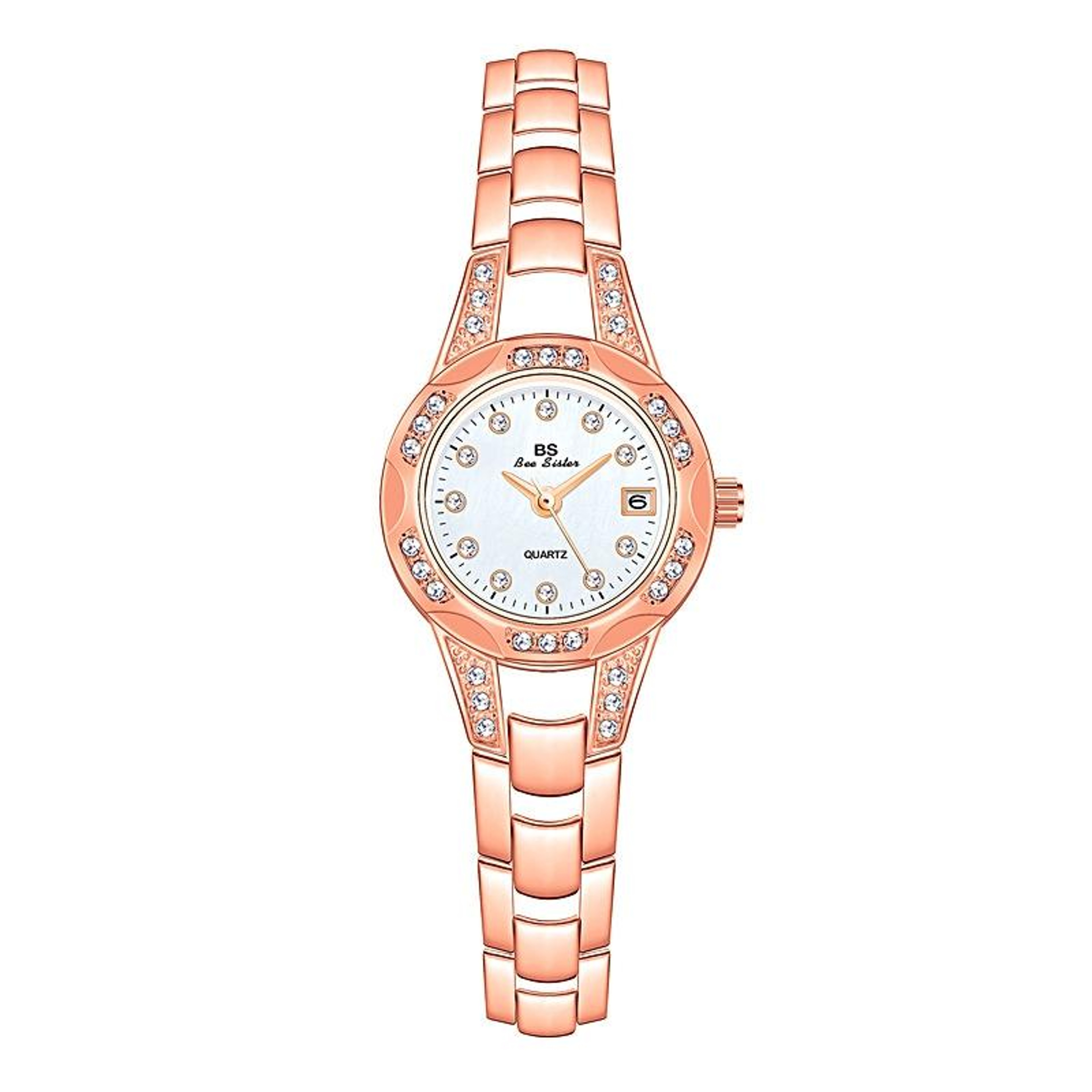 BS Bee Sister Ladies Diamond Watch Small Round Quartz Dress Watch With Calendar 6