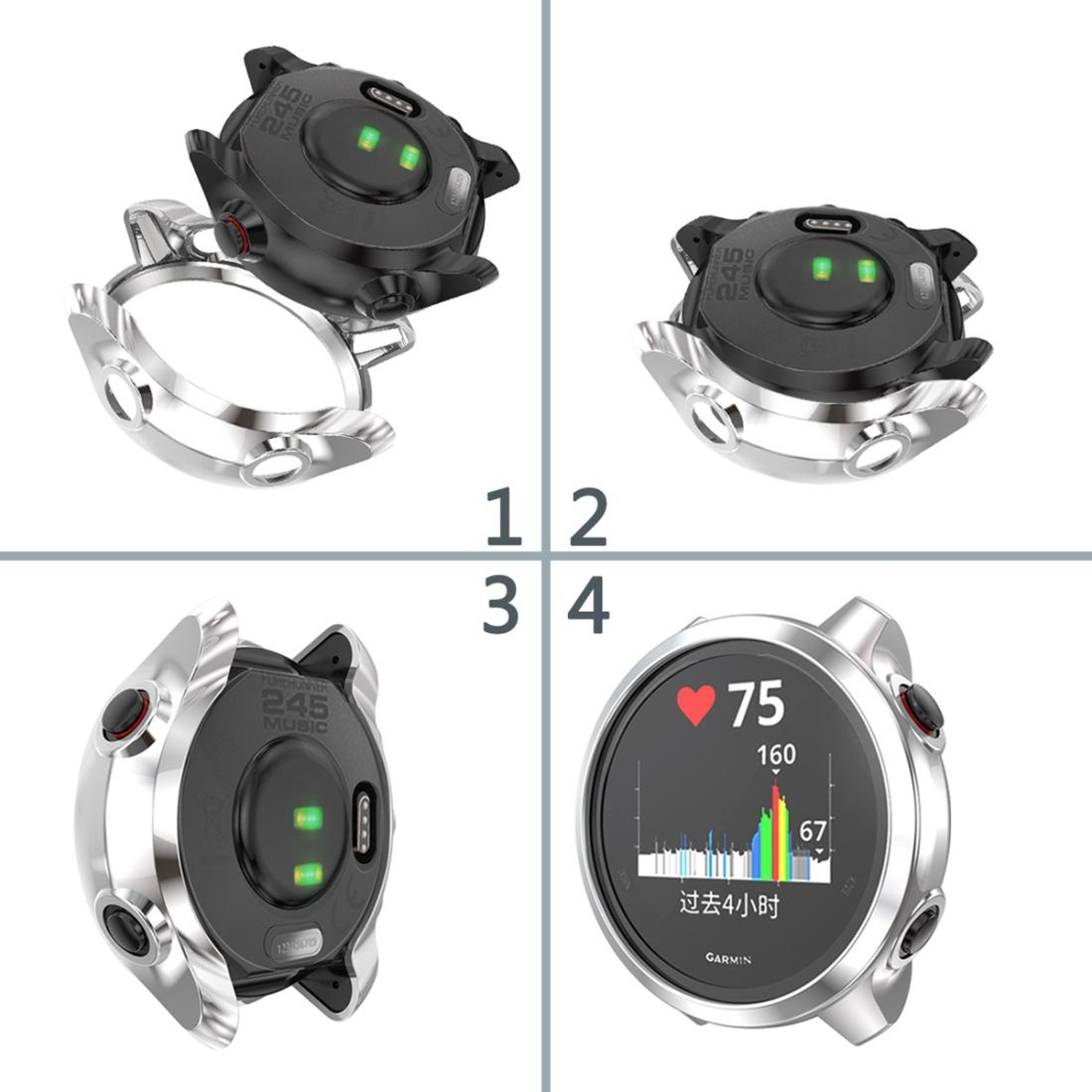 Garmin Forerunner 245 TPU Watch Case Clear Electroplated Protective Cover 7
