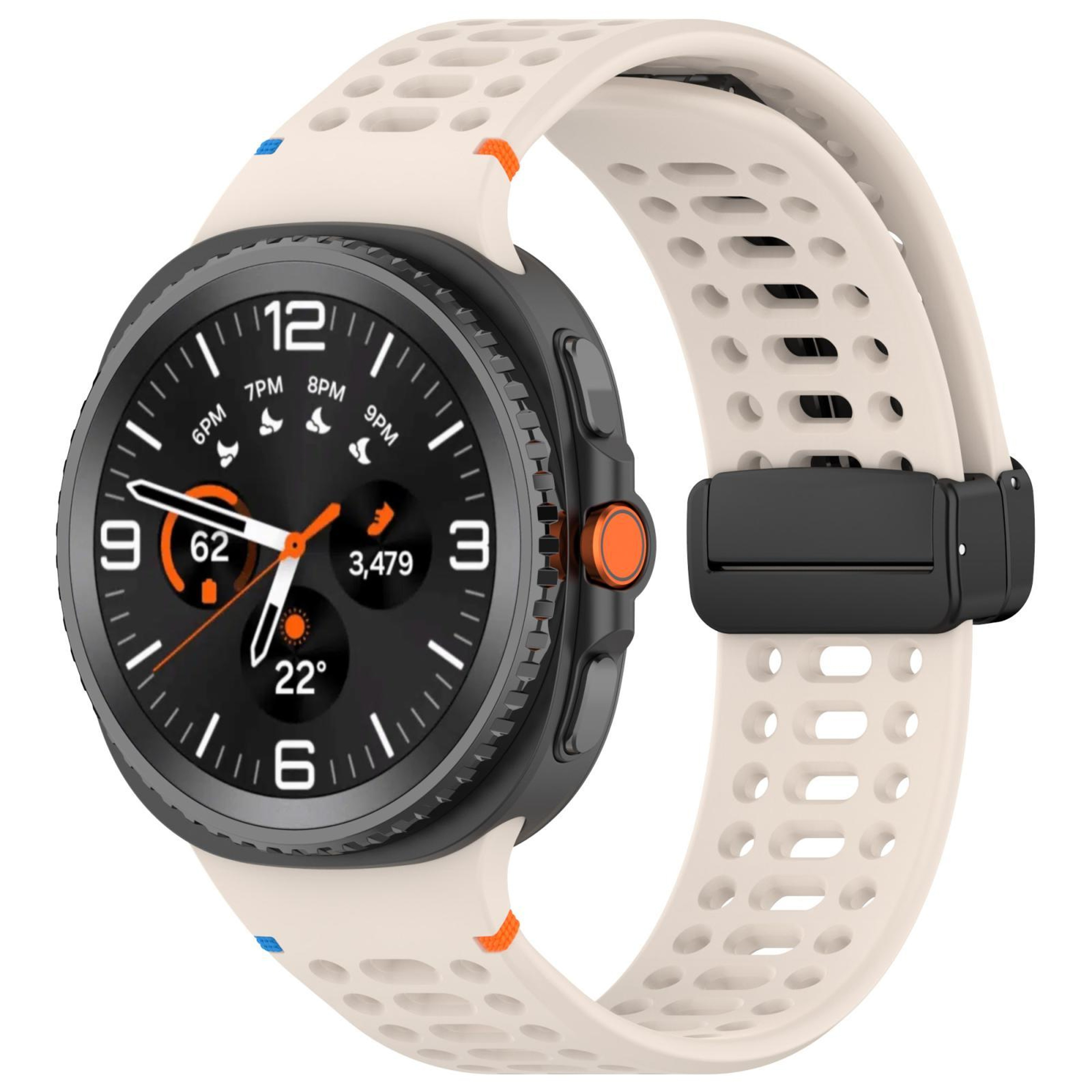 Samsung Galaxy Watch8 Magnetic Silicone Watch Band Breathable Stitched Replacement Strap With Black 0