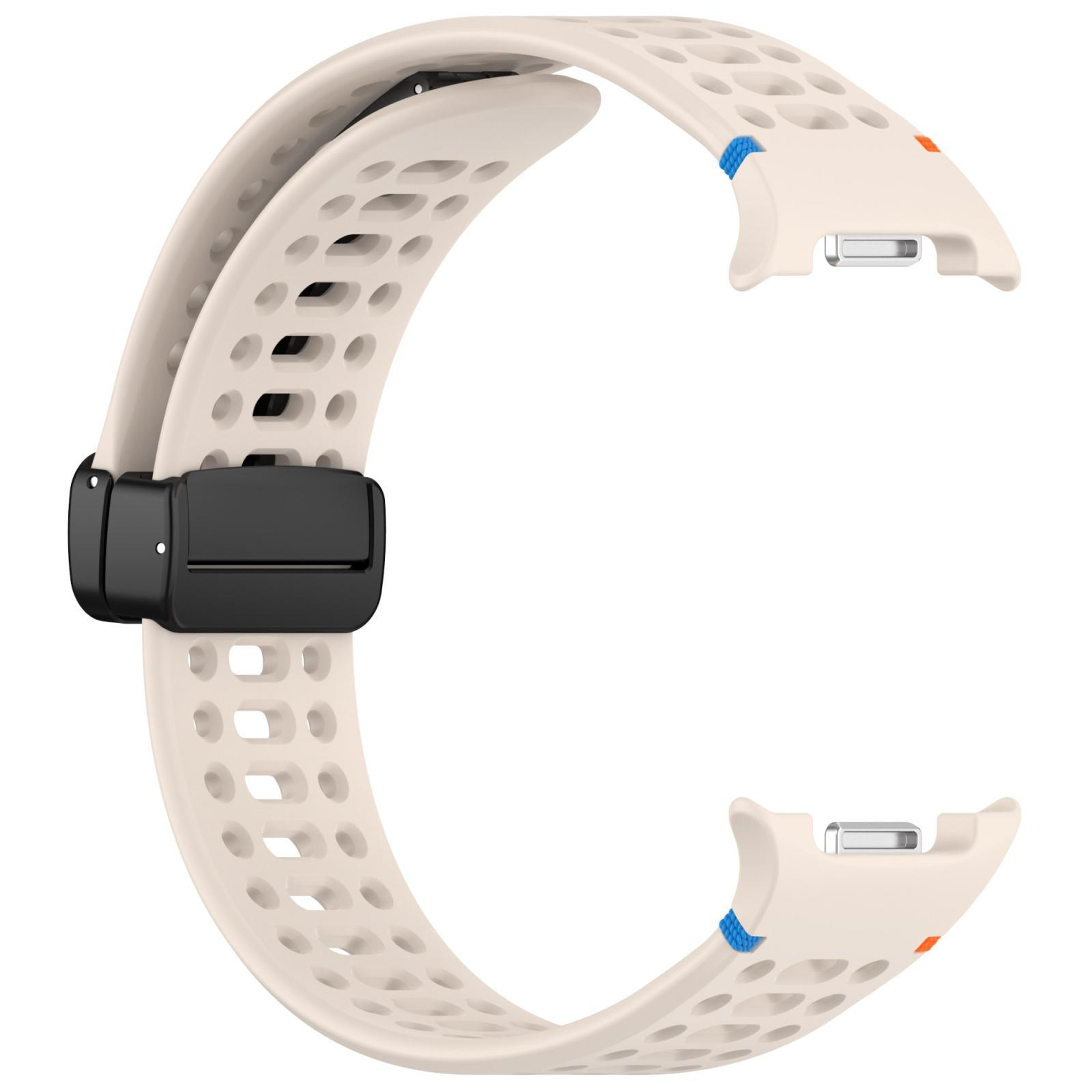 Samsung Galaxy Watch8 Magnetic Silicone Watch Band Breathable Stitched Replacement Strap With Black 5
