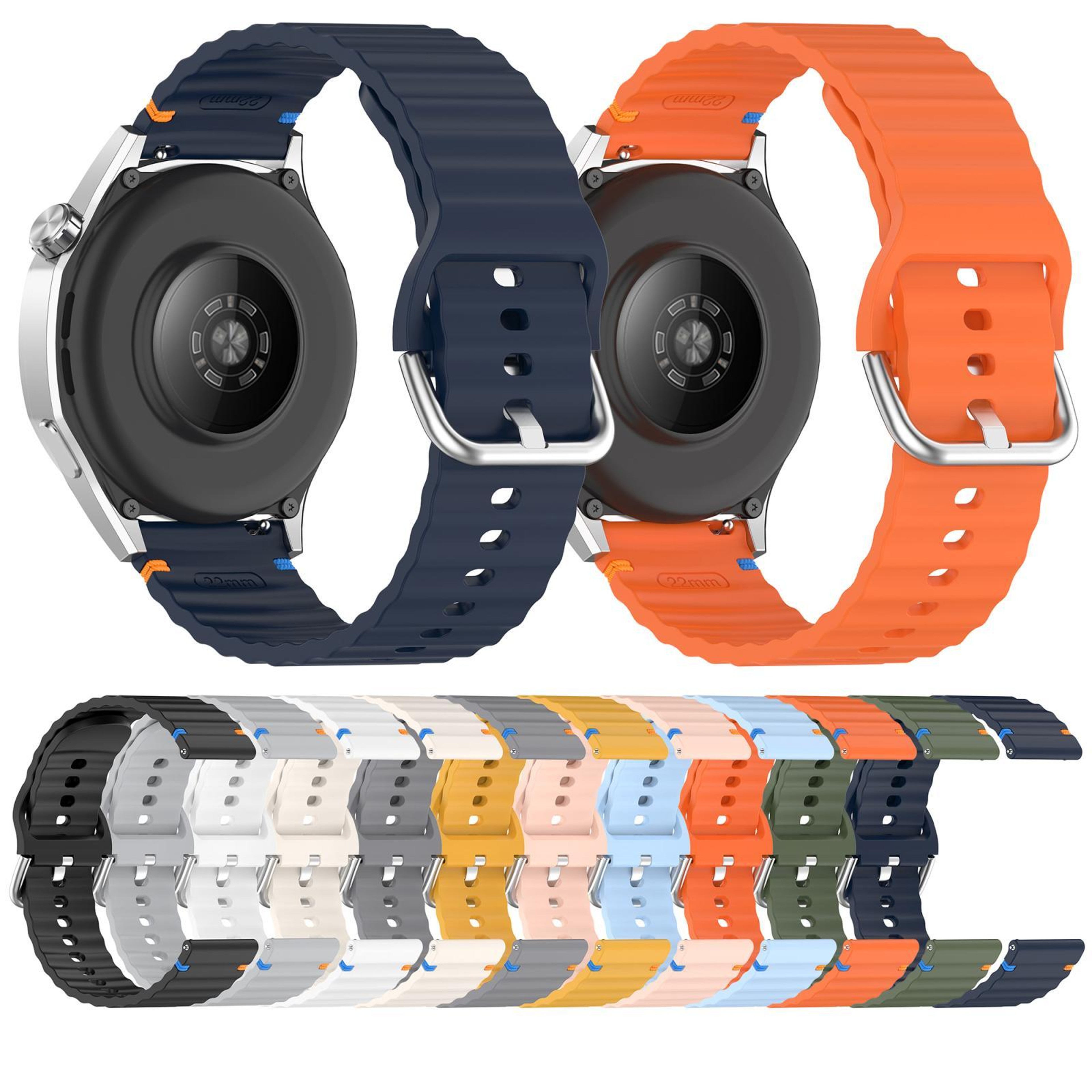 COROS Pace 3 Silicone Watch Band 22mm Wavy Grain Quick Release Replacement Strap 10