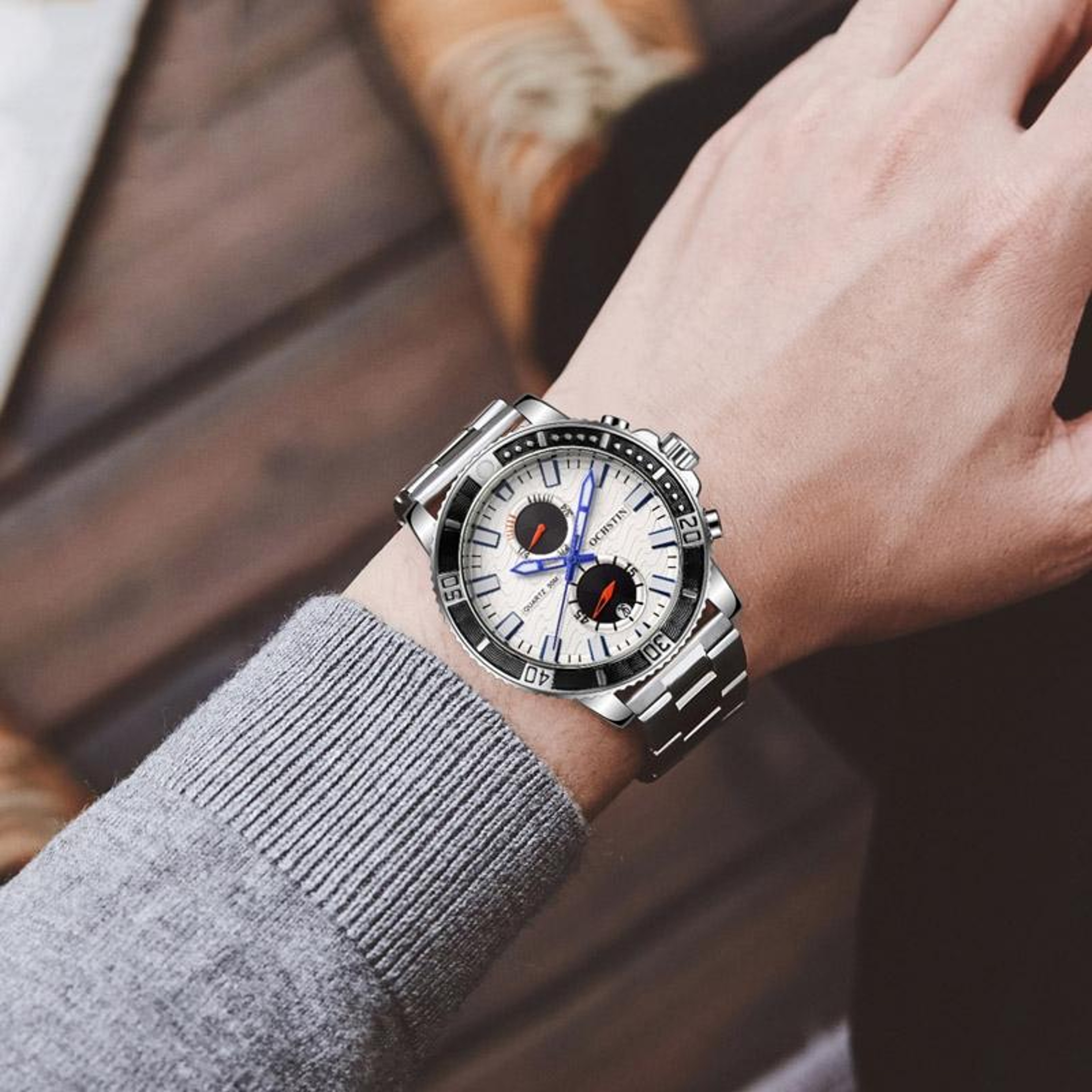 OCHSTIN 7250 Mens Quartz Watch Multifunctional Stainless Steel Watch With Luminous Display 1