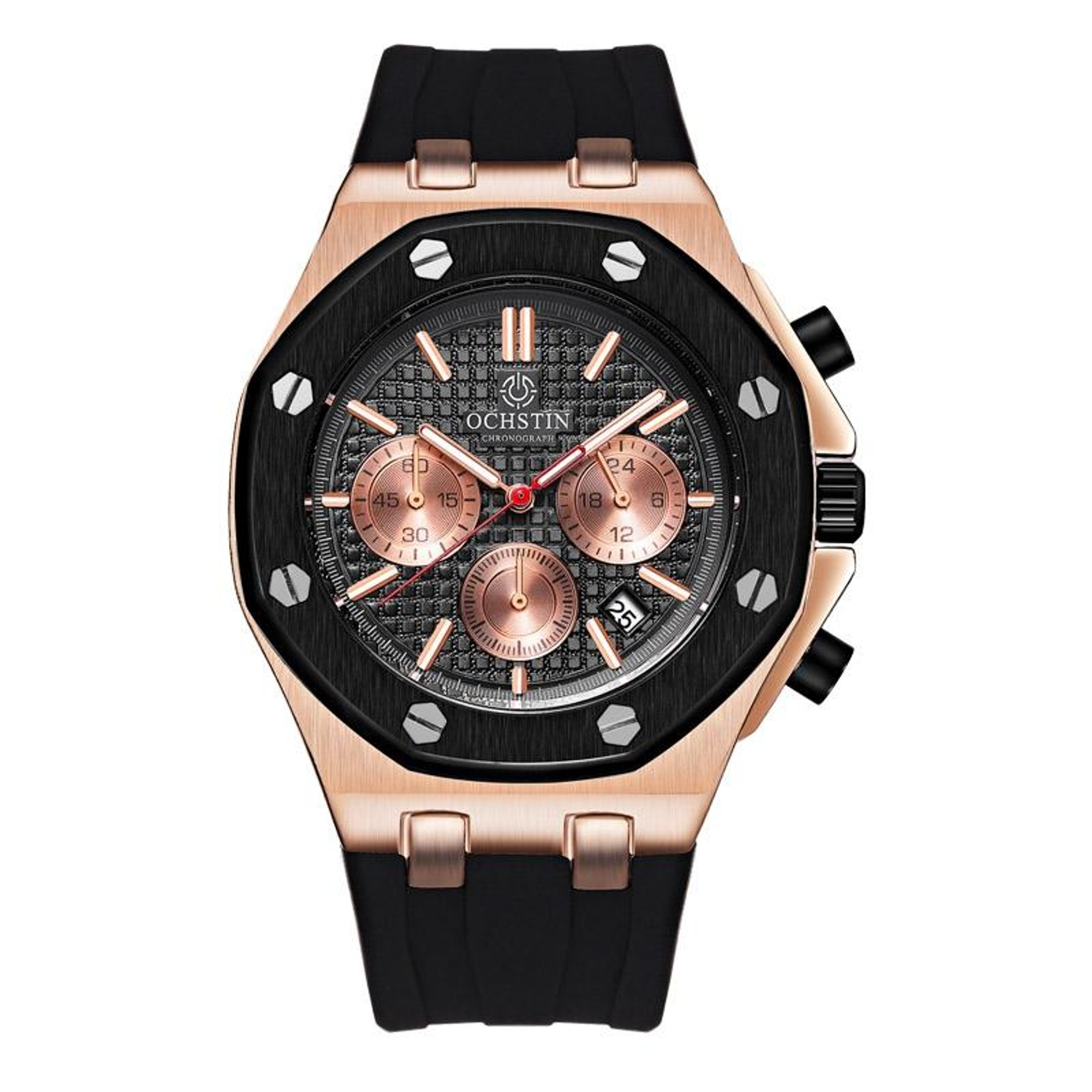 OCHSTIN 6100E Mens Quartz Watch Waterproof Multifunction Sports Business Watch With TPU Strap 0