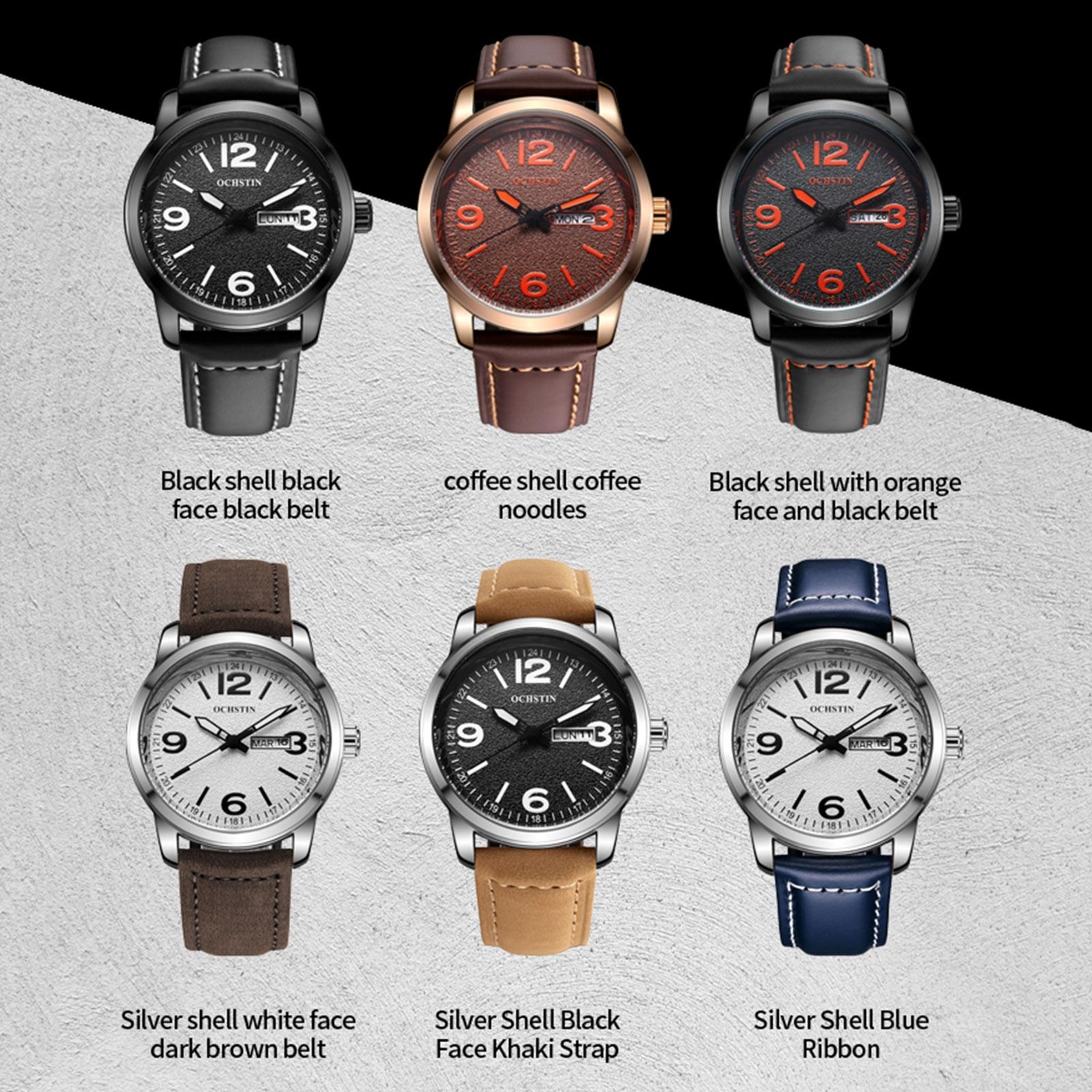 Ochstin 6047B Business Quartz Watch Genuine Leather Watch For Men Waterproof Luminous Analog Wristw 2