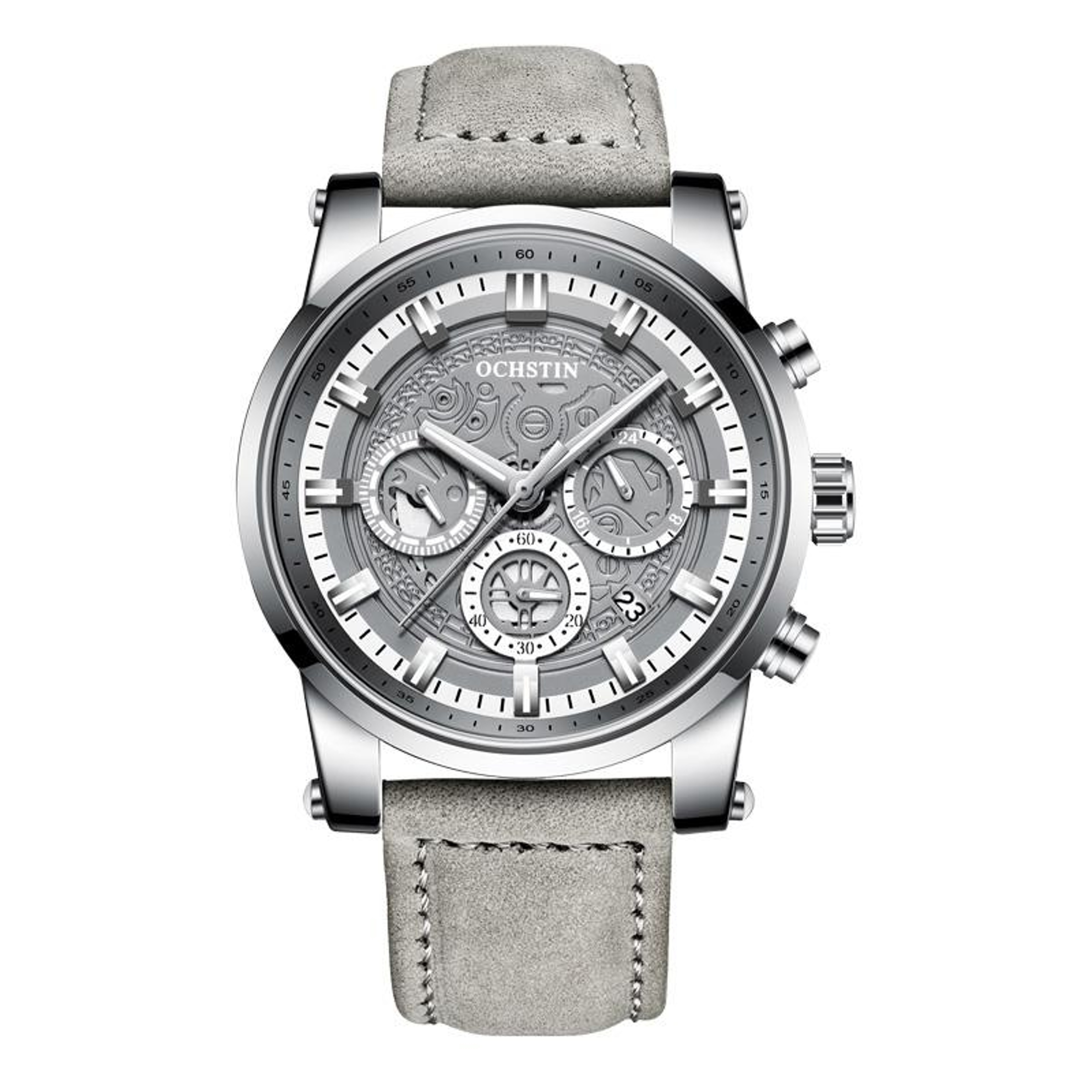 Ochstin 5111B Business Quartz Watch Waterproof Leather Strap Watch With Luminous Multifunction Dial 0