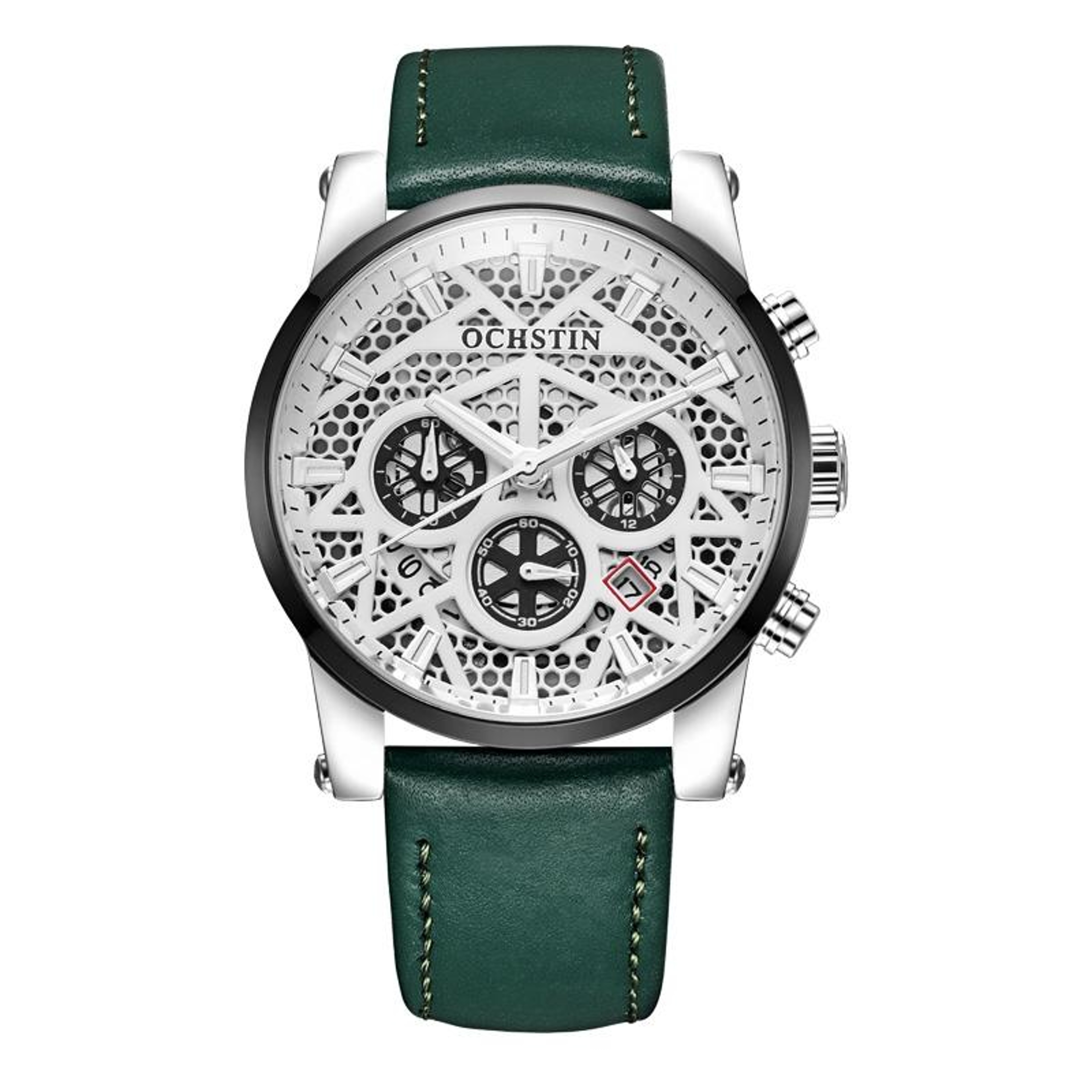 Ochstin 5052B Business Quartz Watch Waterproof Genuine Leather Mens Dress Watch 12