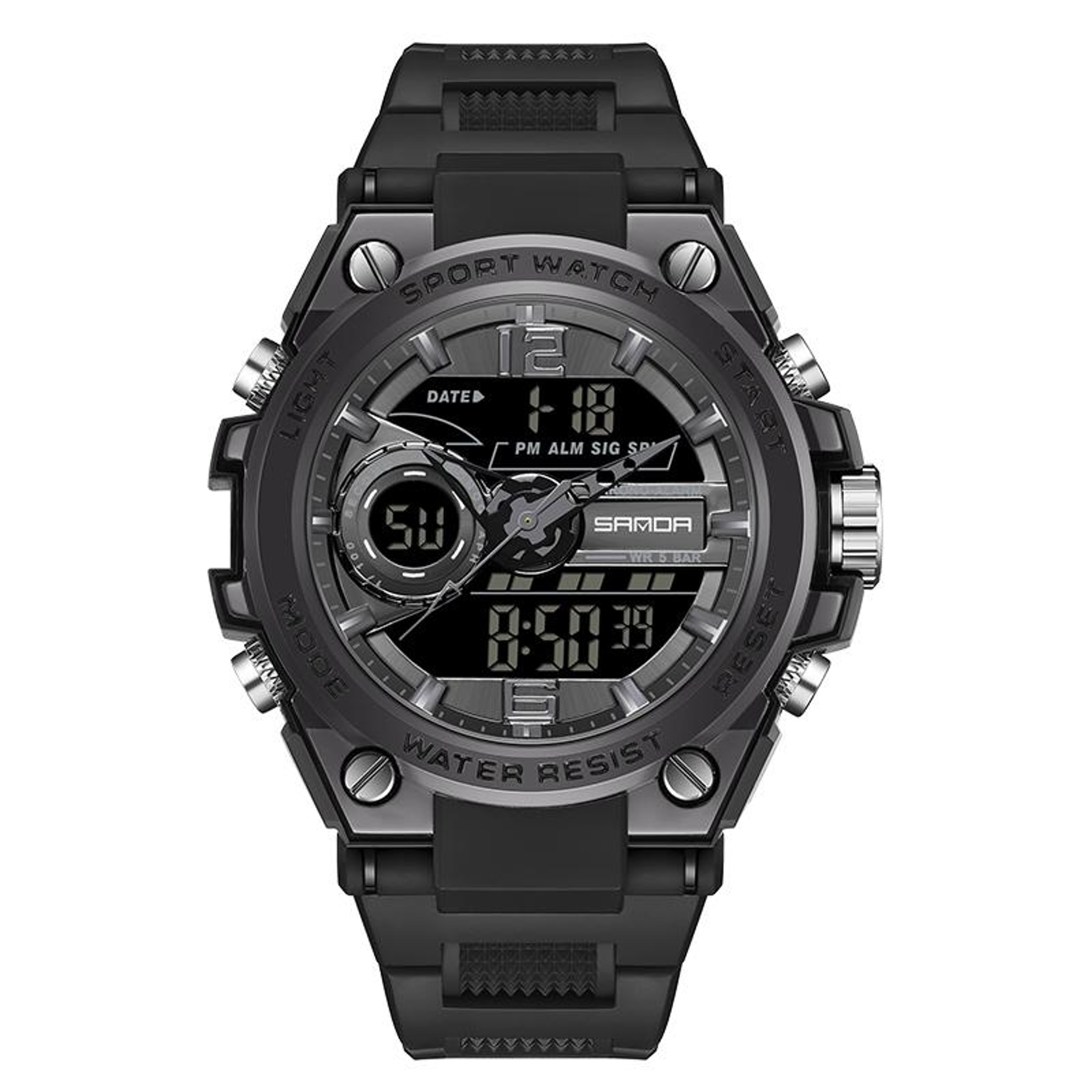 SANDA 6092 Waterproof Sports Watch Dual Time Luminous Analog Digital Military Watch 11