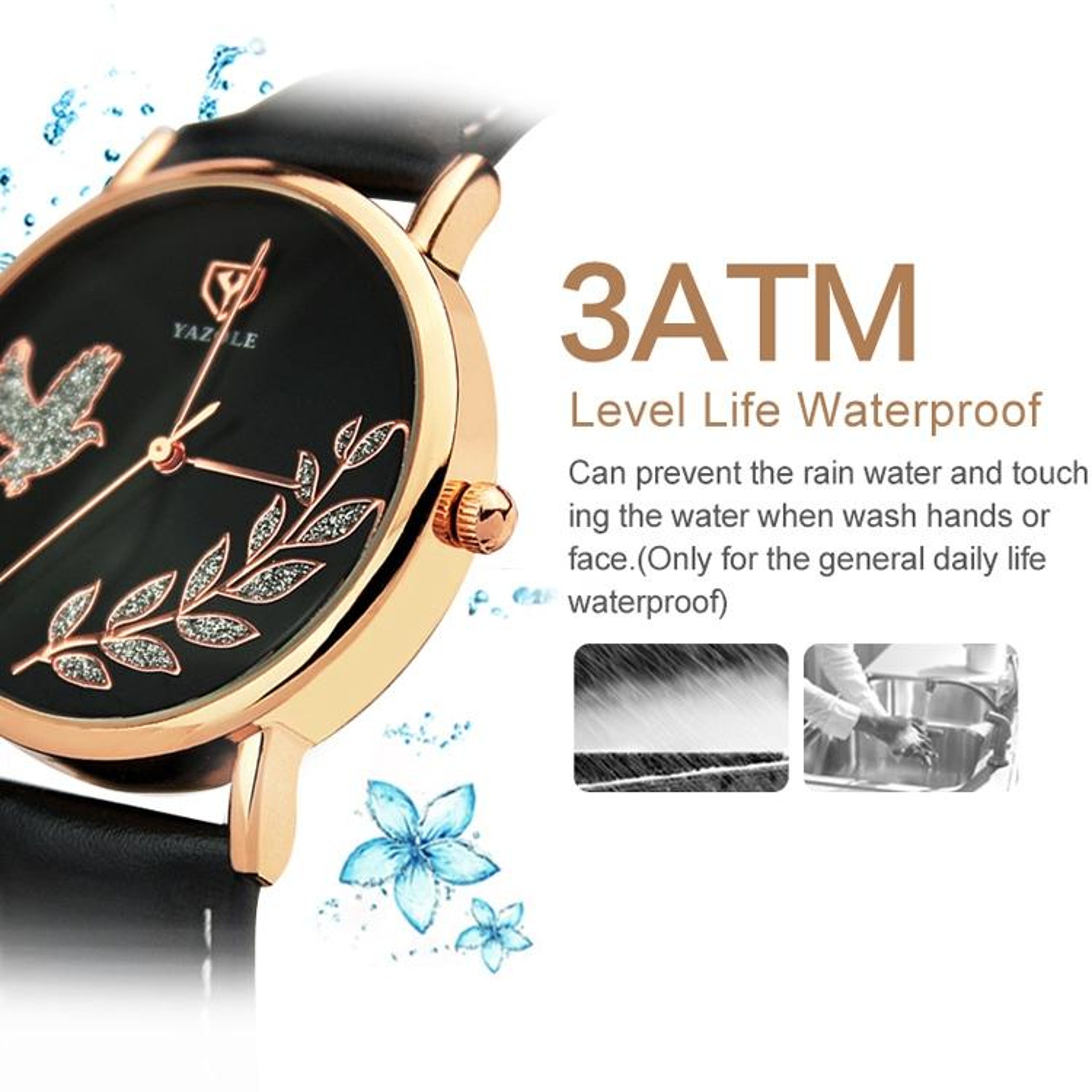 YAZOLE 360 Womens Leather Watch Dove Of Peace Diamond Quartz Wrist Watch 4