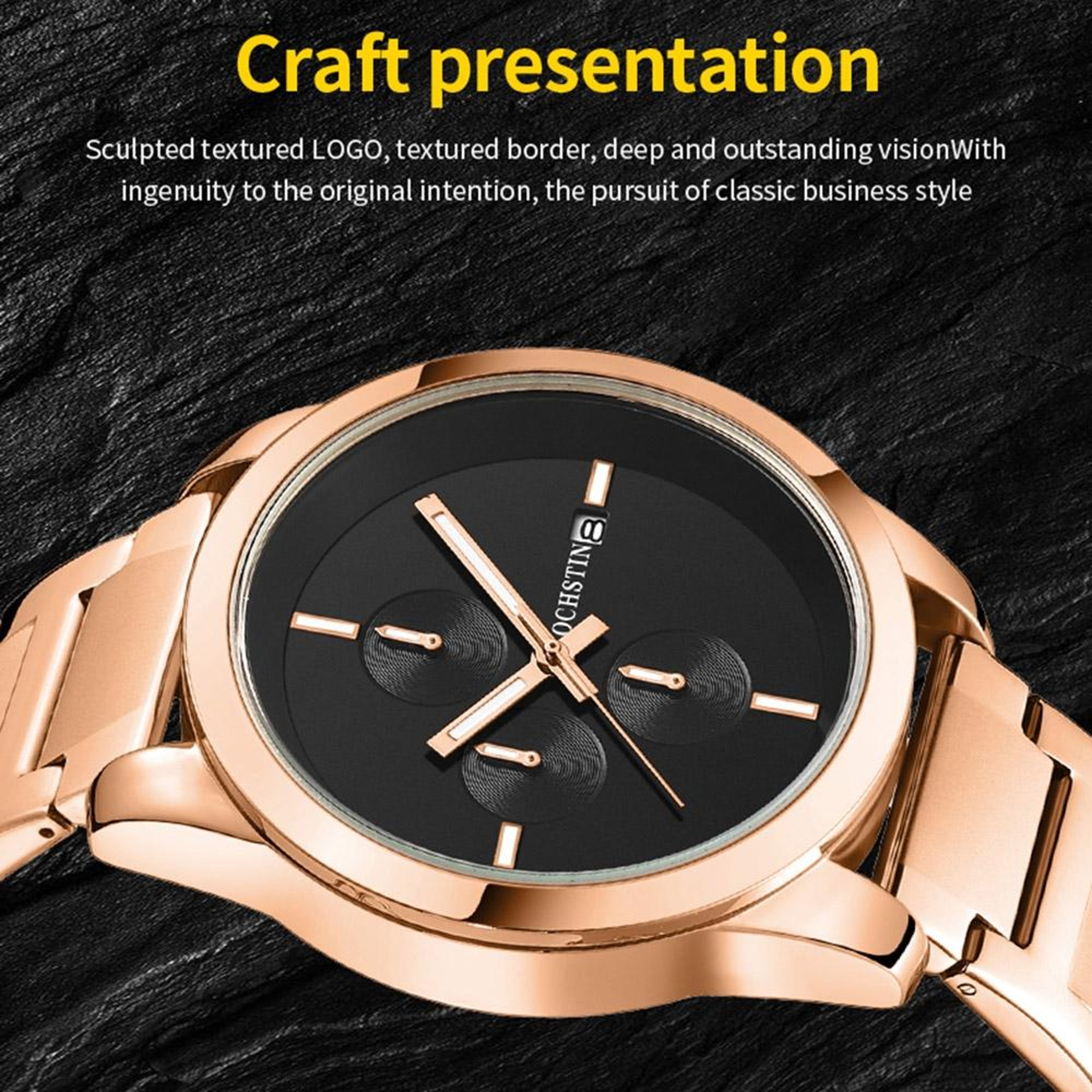 OCHSTIN 6059C Mens Quartz Watch Multifunction Stainless Steel Watch Business Wristwatch 6