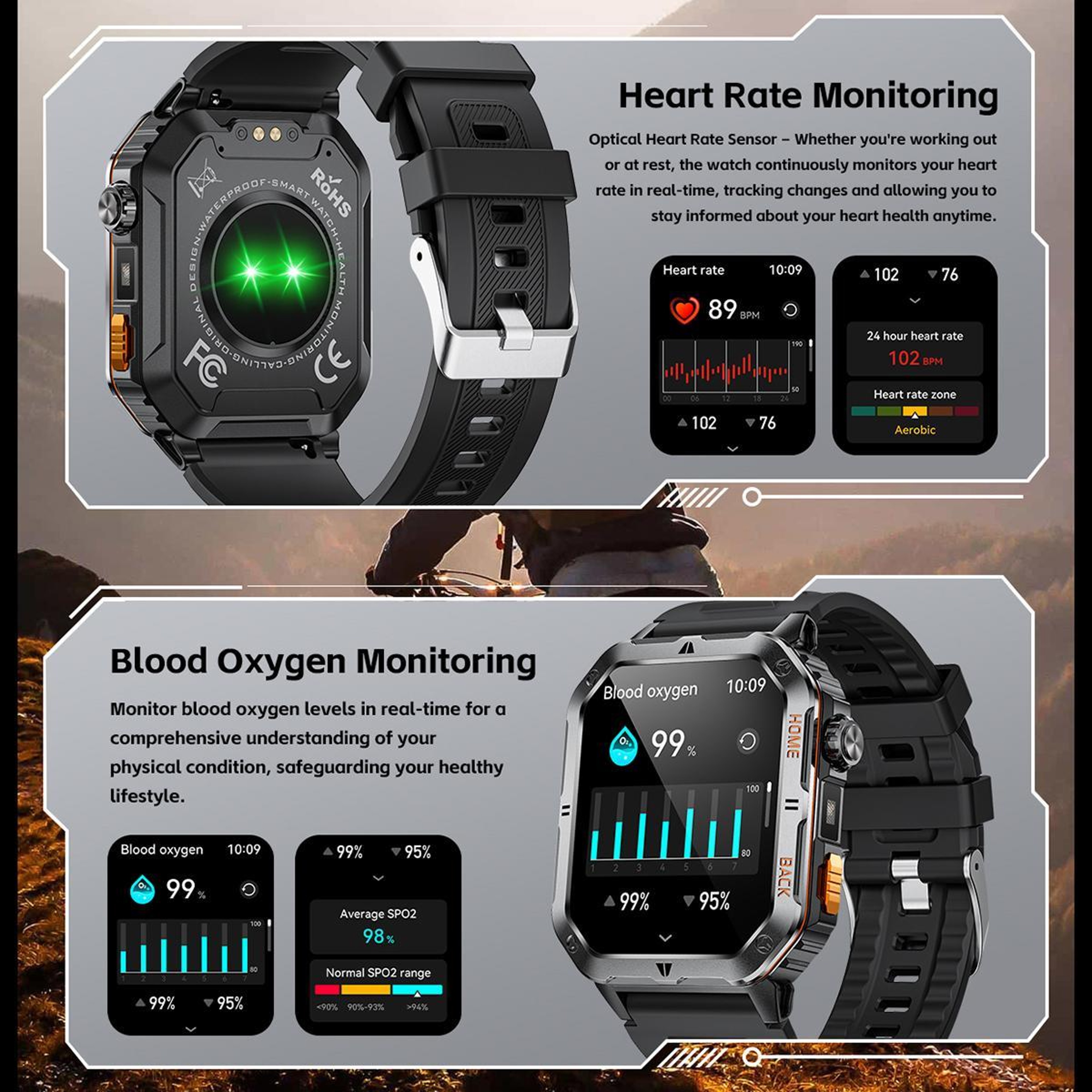 MT62 Outdoor Smart Watch 201 Inch IPS Display 1000mAh Battery Bluetooth Fitness Watch With Flashlig 5