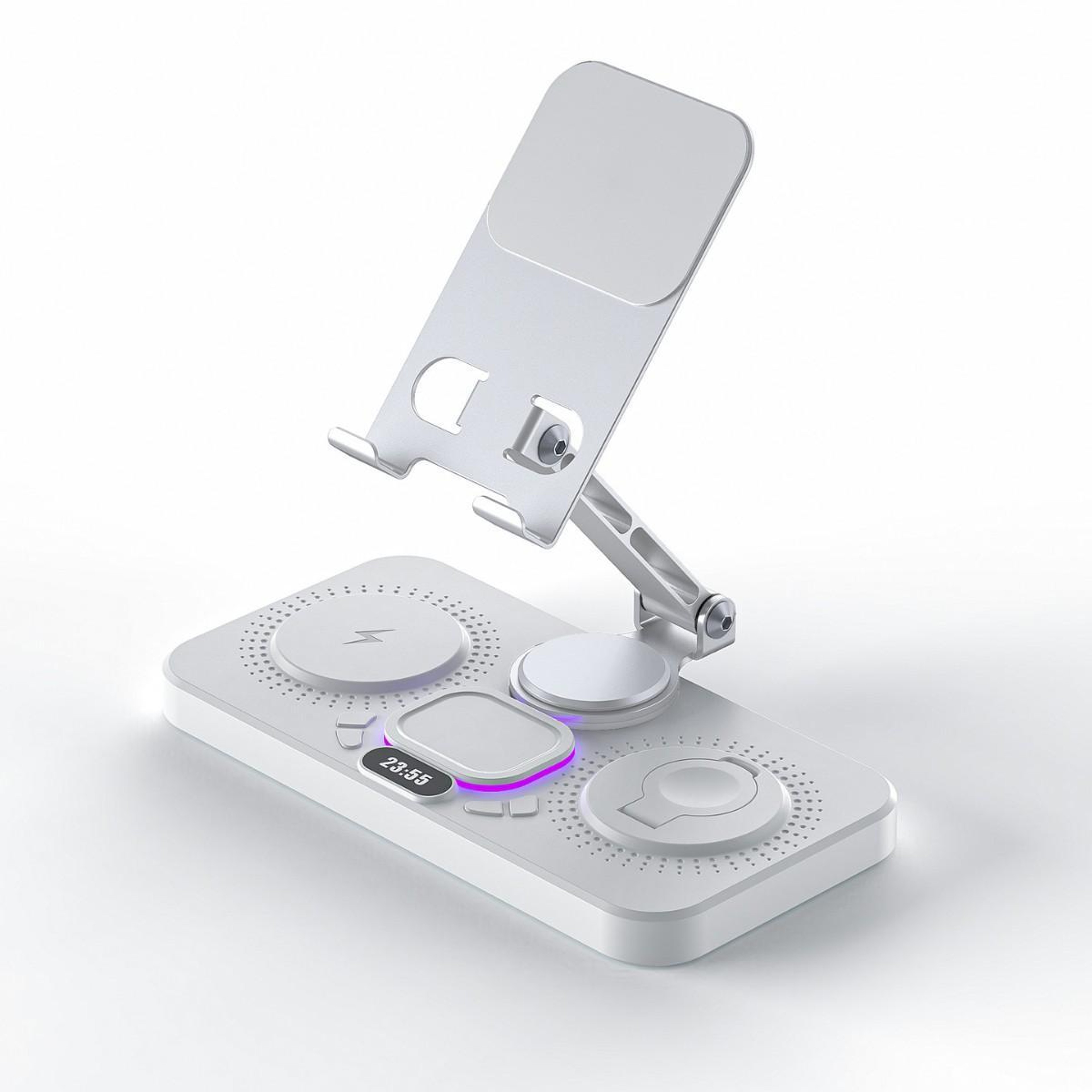 4 In 1 Magnetic Wireless Charging Station Foldable Fast Charger Stand With Clock Apple Watch AirPod 7