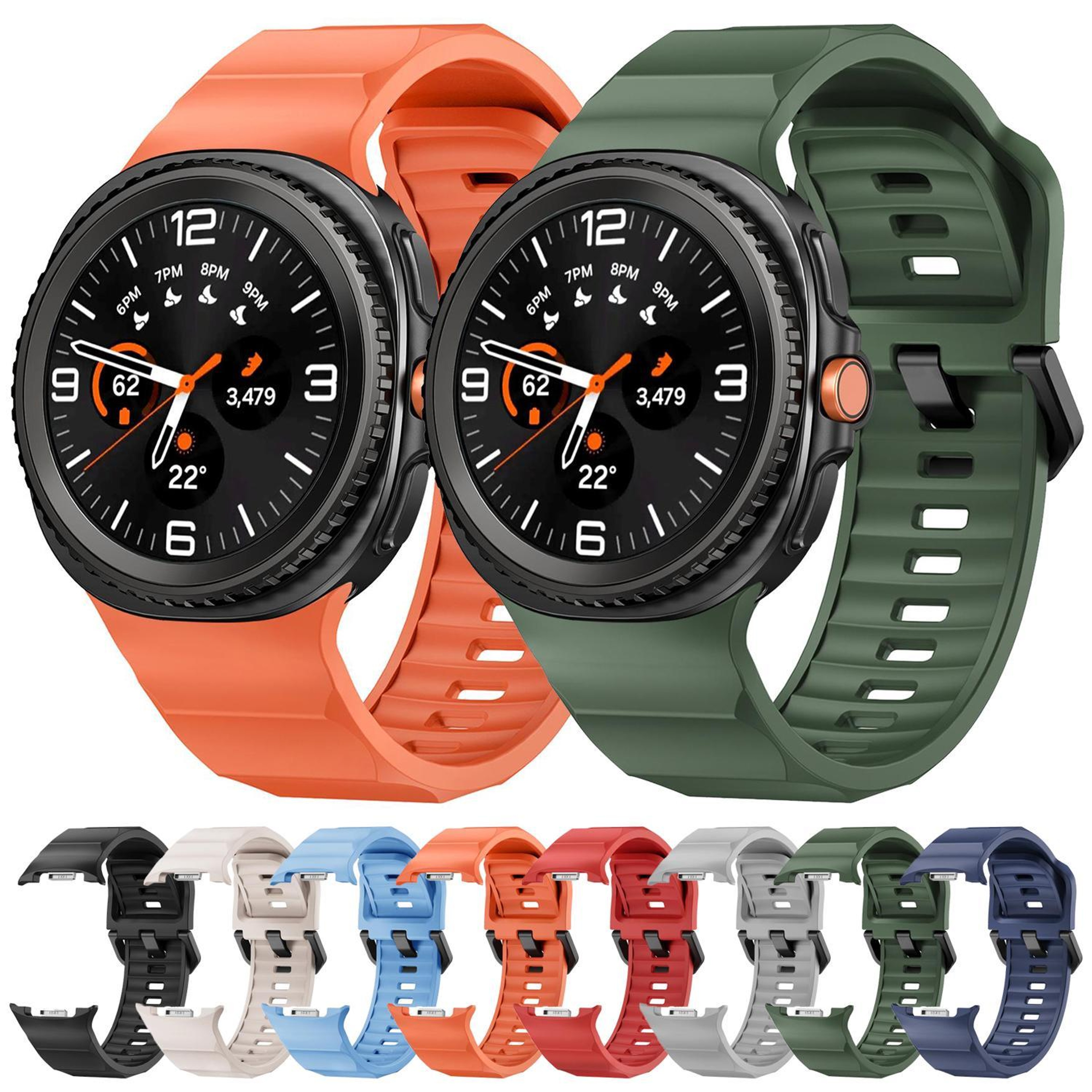 Samsung Galaxy Watch 8 Classic Silicone Watch Band Wave Sport Replacement Strap with Black Buckle – view 3