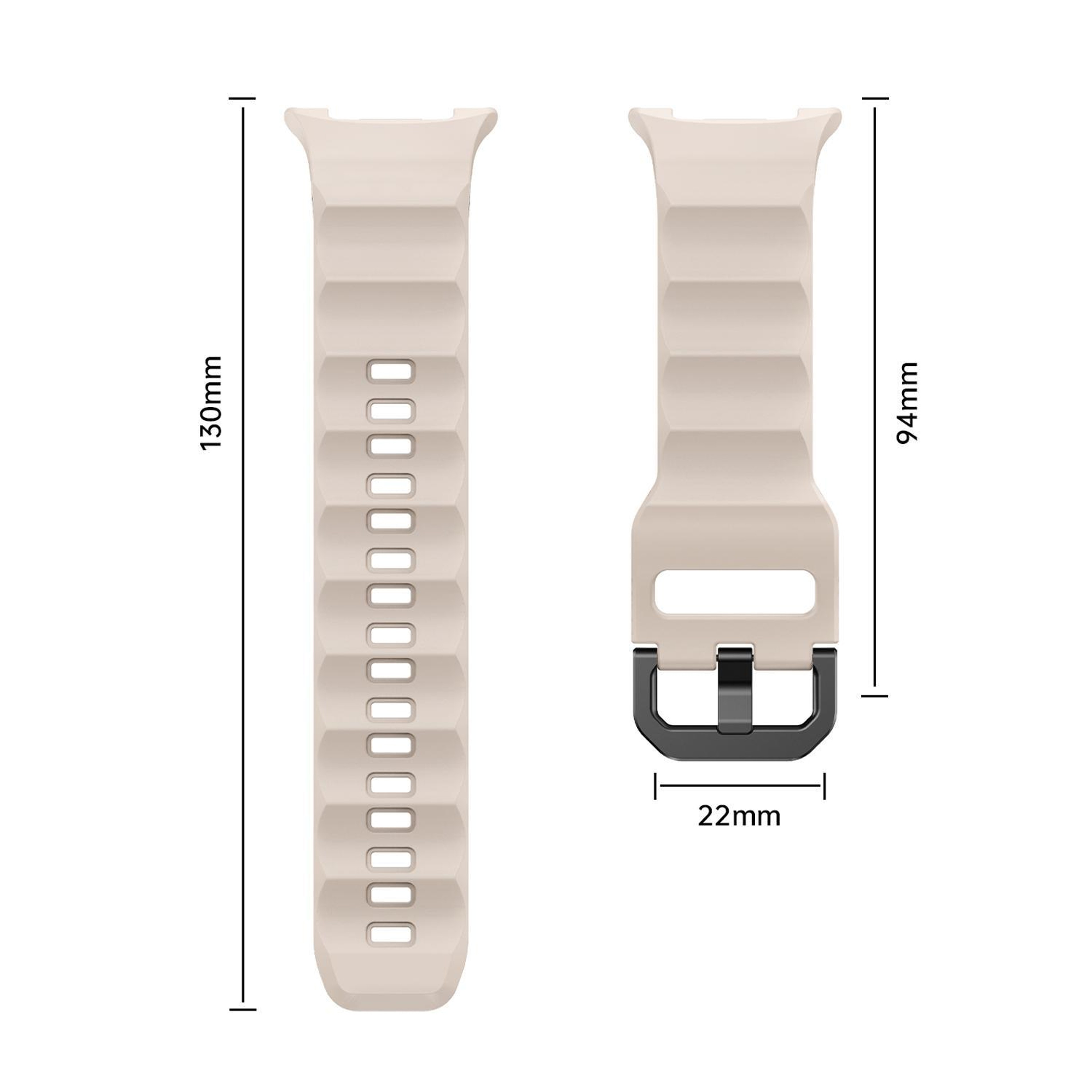 Samsung Galaxy Watch 8 Classic Silicone Watch Band Wave Sport Replacement Strap with Black Buckle – view 5