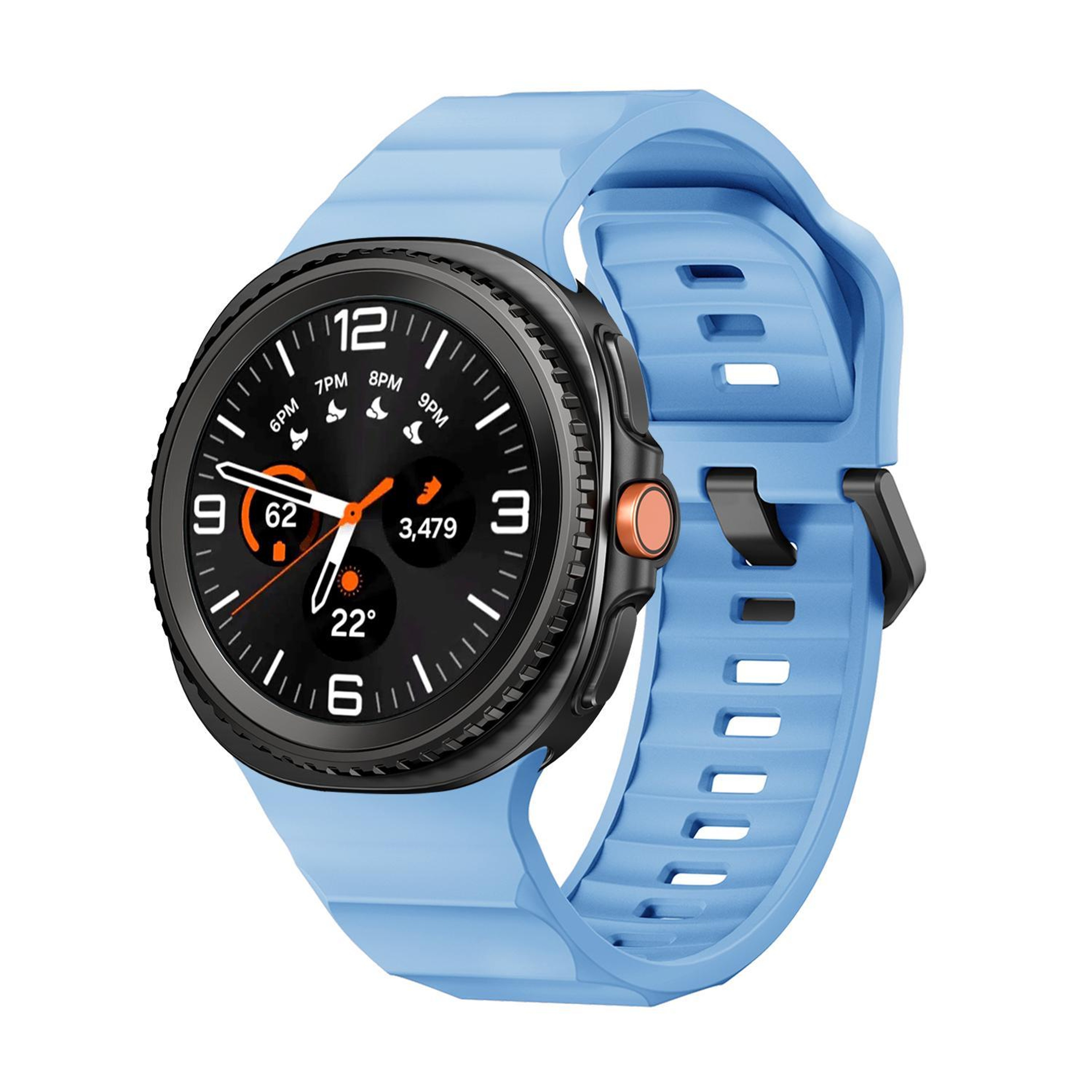 Samsung Galaxy Watch 8 Classic Silicone Watch Band Wave Sport Replacement Strap with Black Buckle – view 8