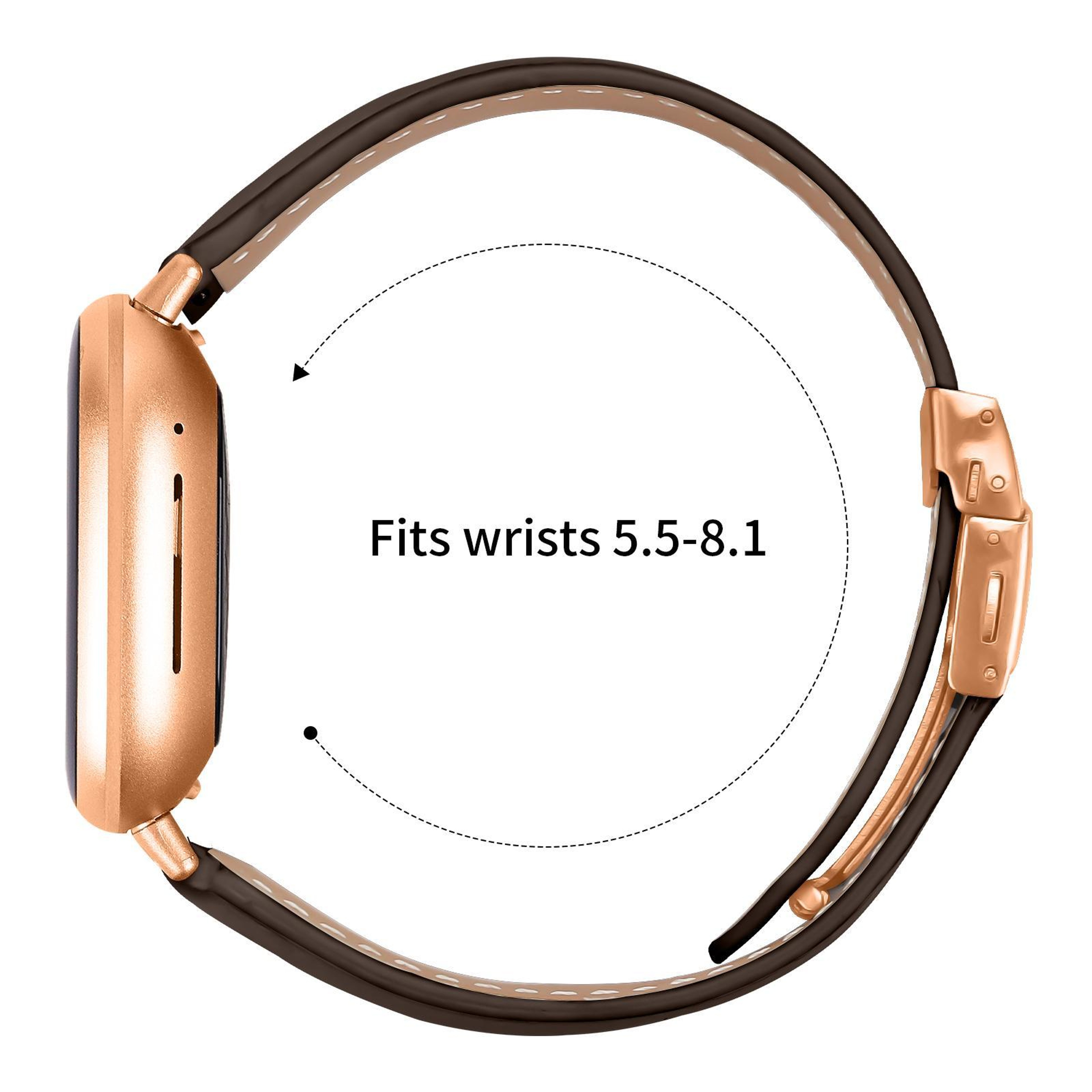 Fitbit Versa 3 4 Leather Watch Band With Rose Gold Buckle Lychee Texture Replacement Strap 4