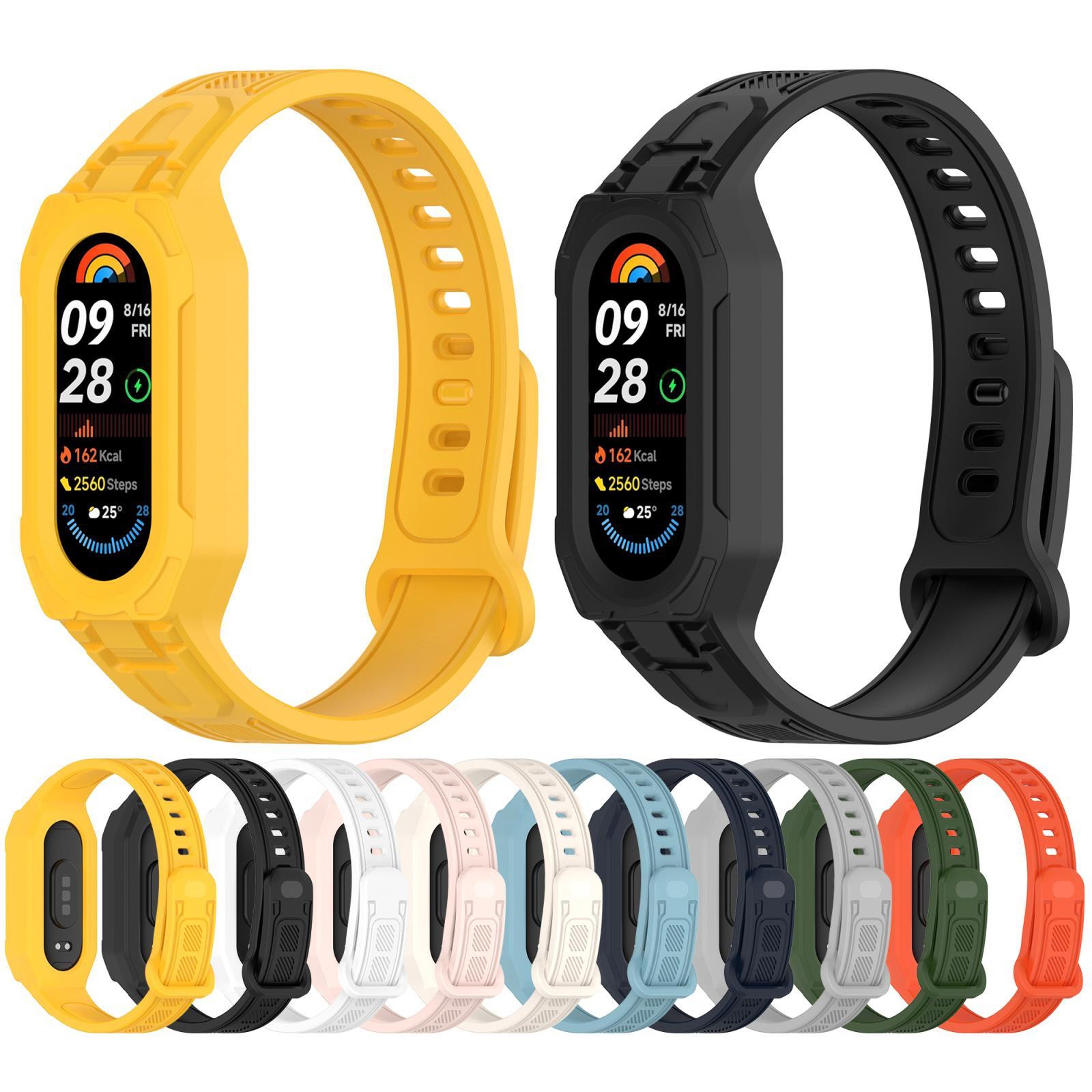 Xiaomi Smart Band 9 8 7 6 5 Silicone Watch Band Twill Integrated Protective Watch Strap 8