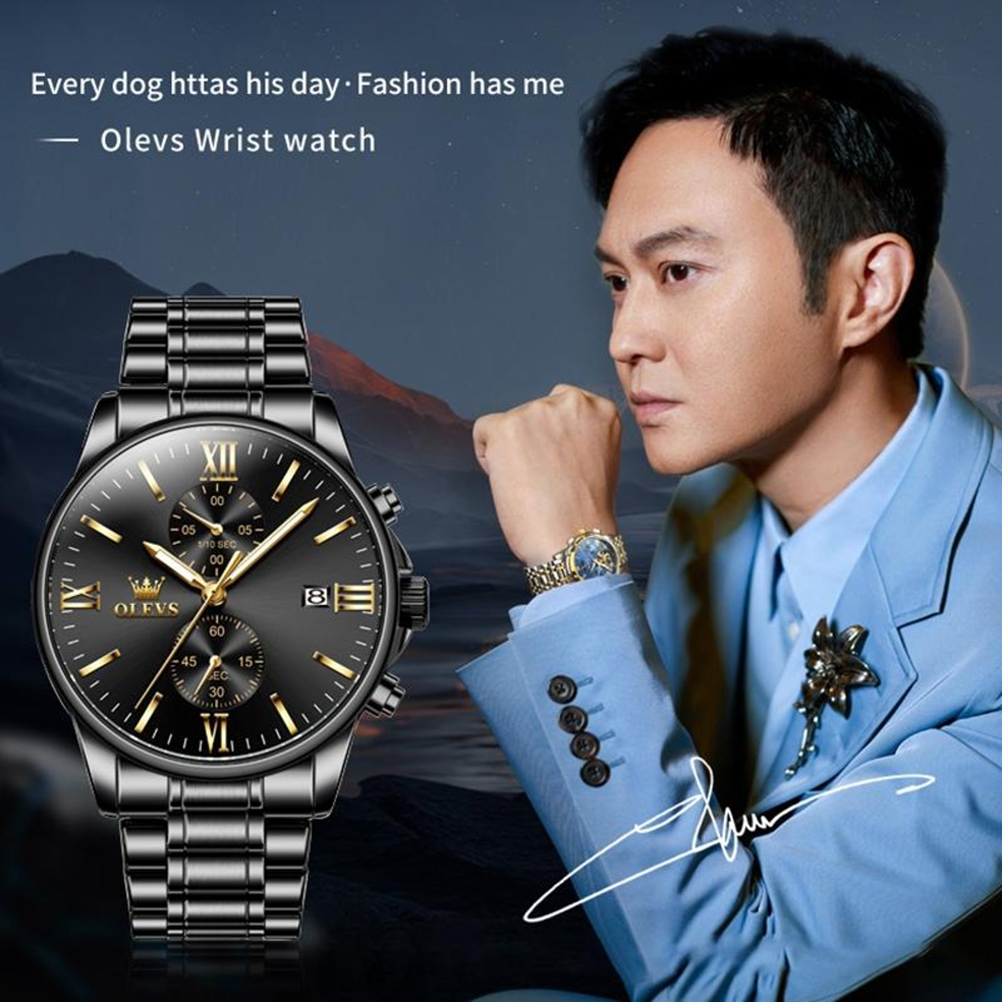 OLEVS 2886 Mens Chronograph Watch Waterproof Quartz Watch With Luminous Display And Stainless Steel 2