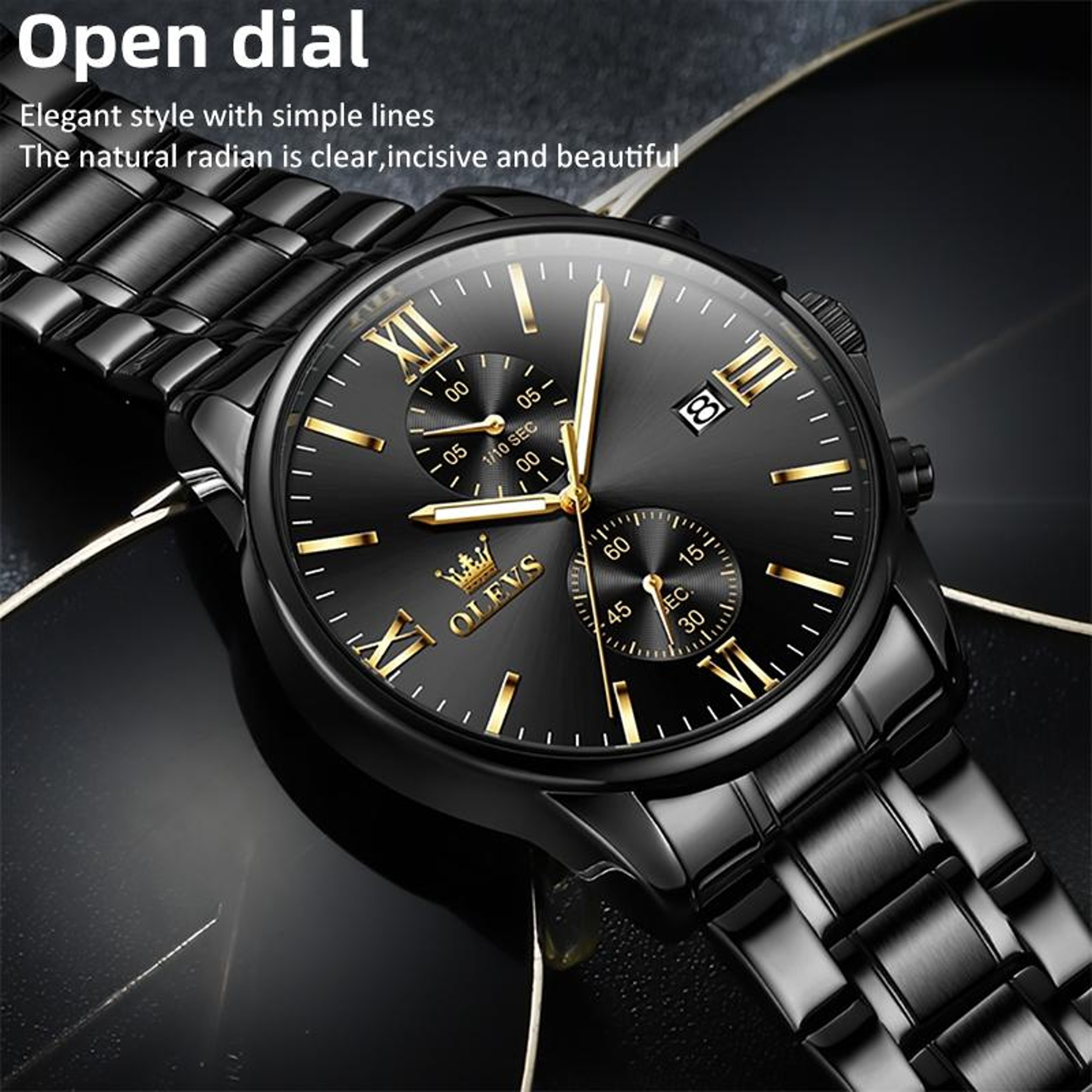 OLEVS 2886 Mens Chronograph Watch Waterproof Quartz Watch With Luminous Display And Stainless Steel 5