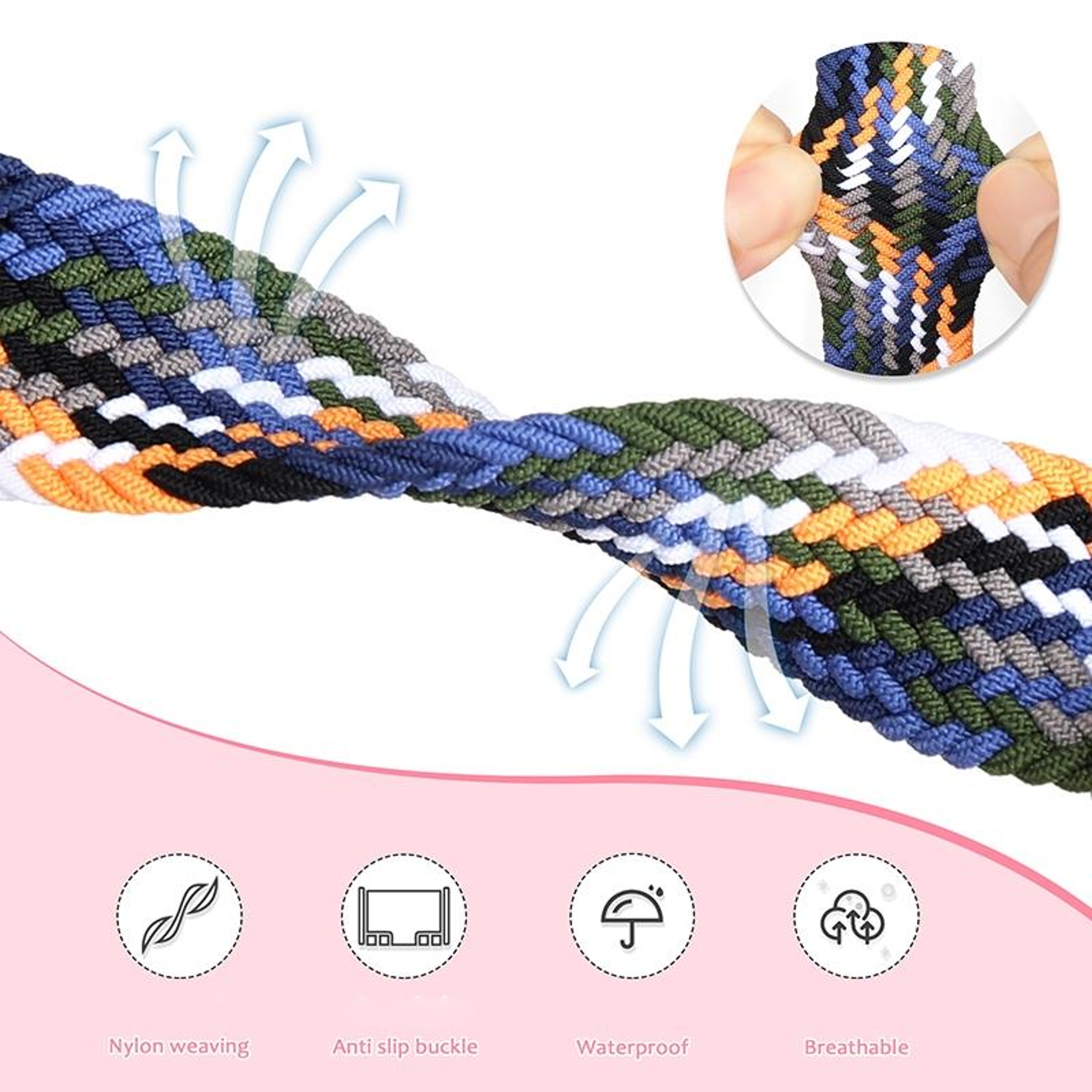 Garmin VivoMove Trend Luxe Style Woven Watch Band With Magnetic Clasp Nylon Replacement Strap 10