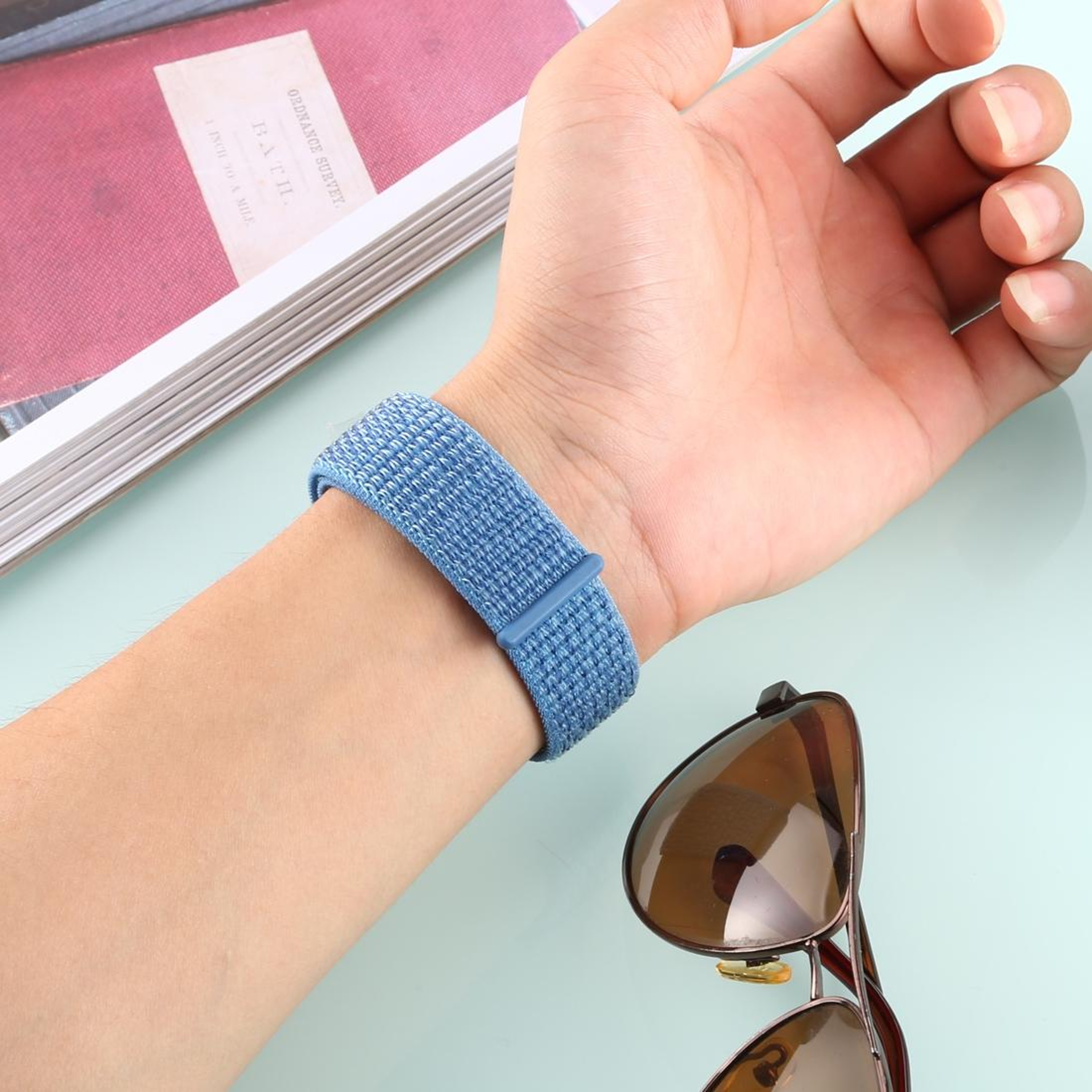 Fitbit Versa Versa 2 Nylon Watch Band with Hook and Loop Adjustable Replacement Strap – view 5