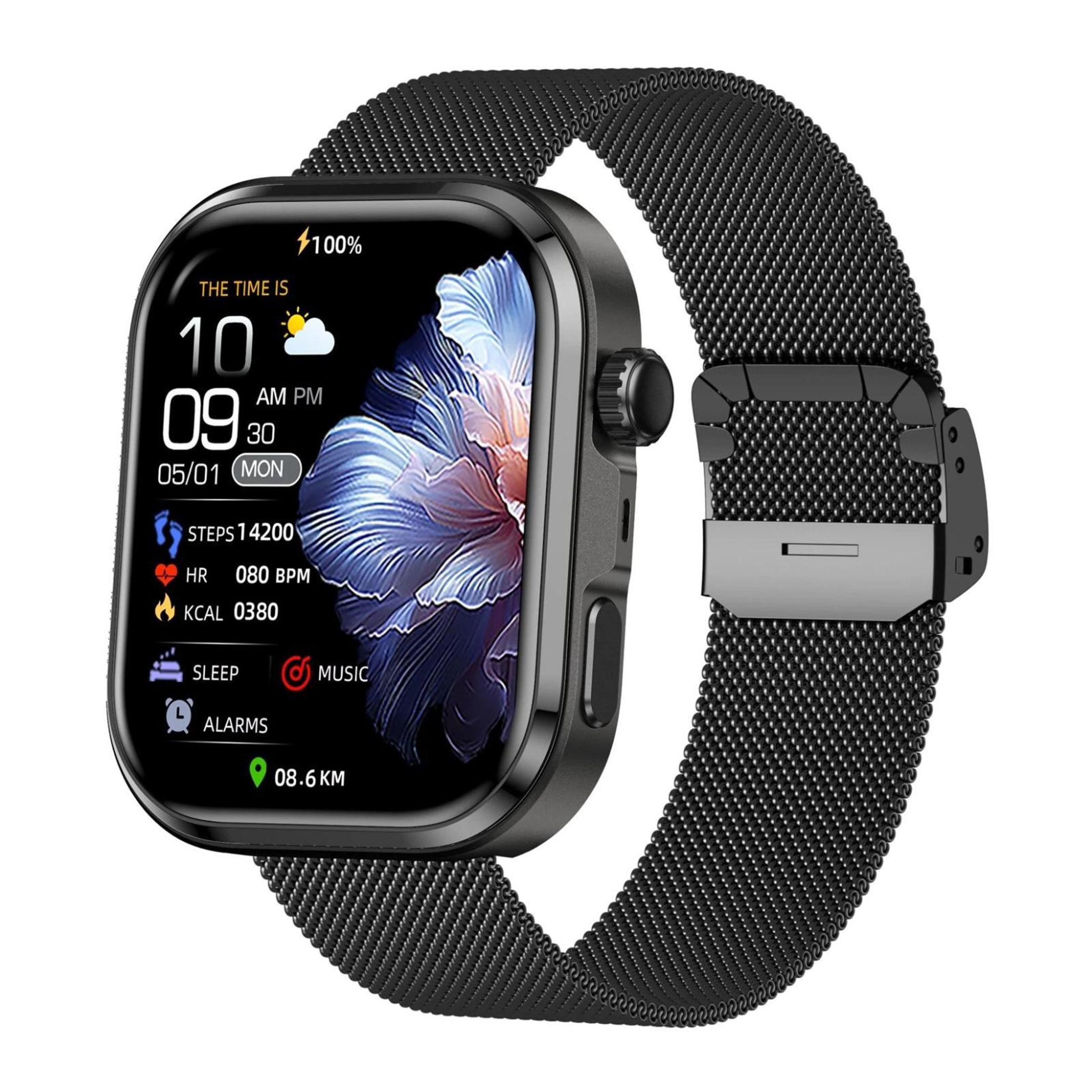 G47 Bluetooth Calling Smart Watch With 183 Inch HD Display Health Monitoring Smartwatch Milan Steel 0