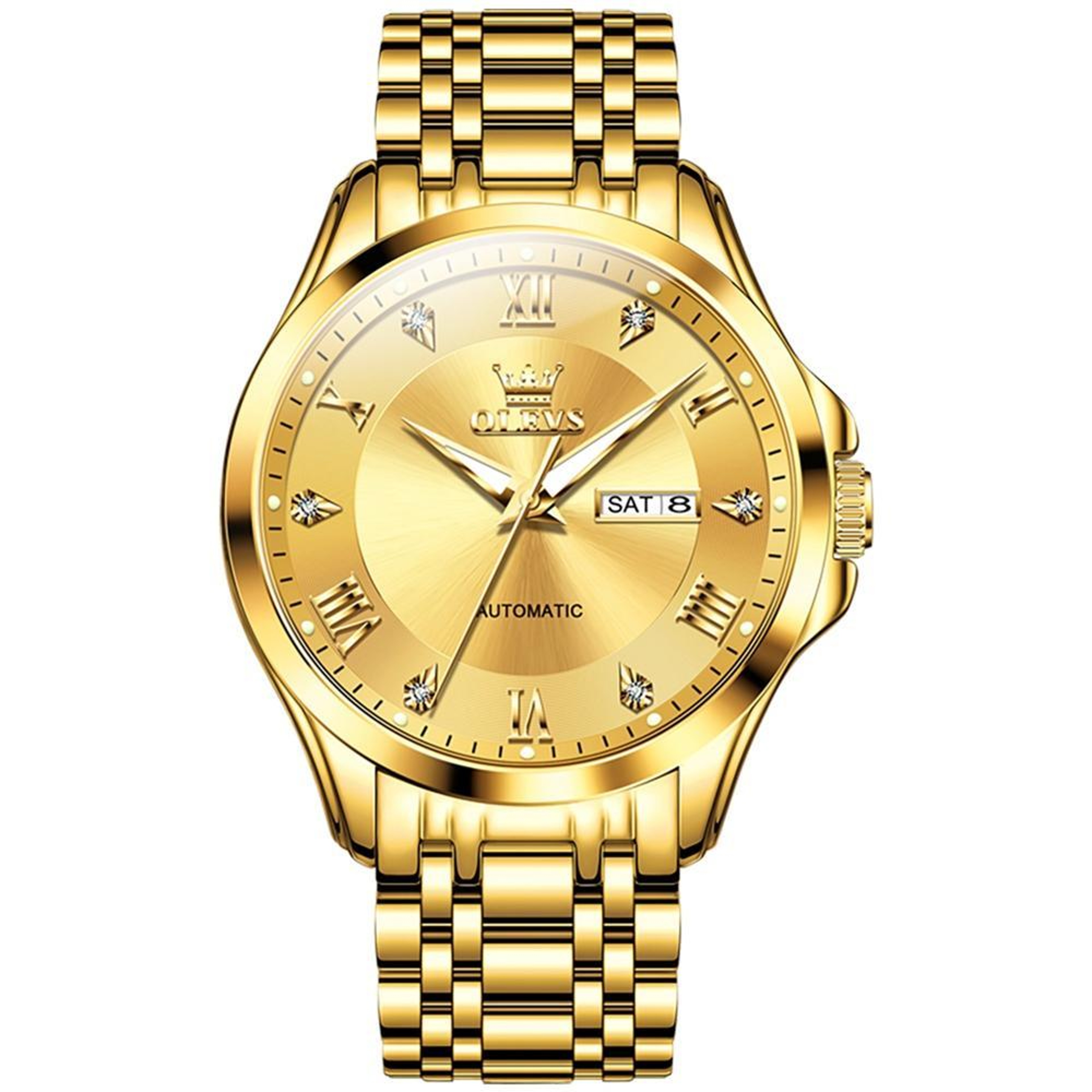 OLEVS 6702 Automatic Mechanical Watch For Men Waterproof Stainless Steel Watch With Dual Calendar 0