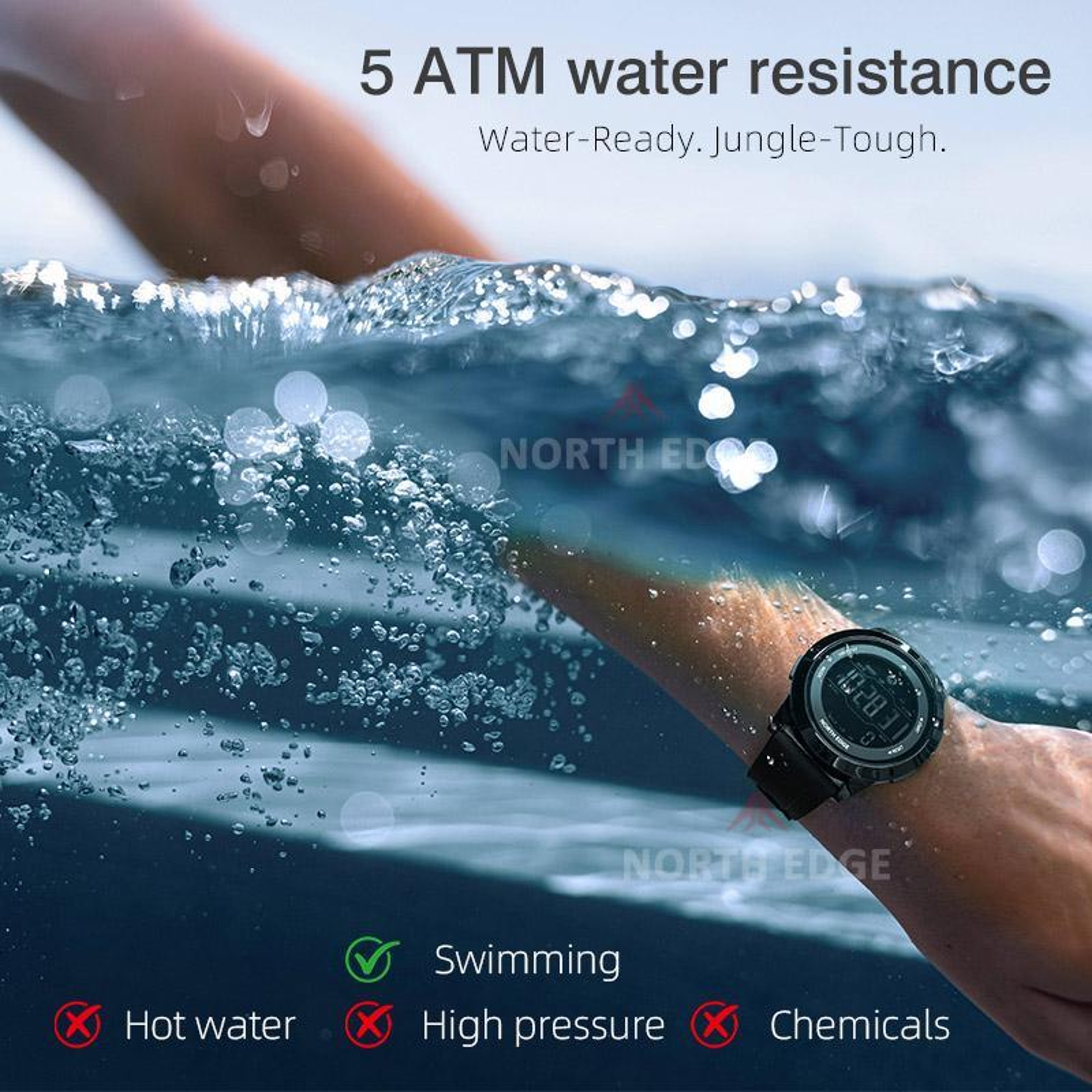 NORTH EDGE APOLLO Outdoor Sports Watch 50M Waterproof Watch With Silicone Strap Pedometer 7