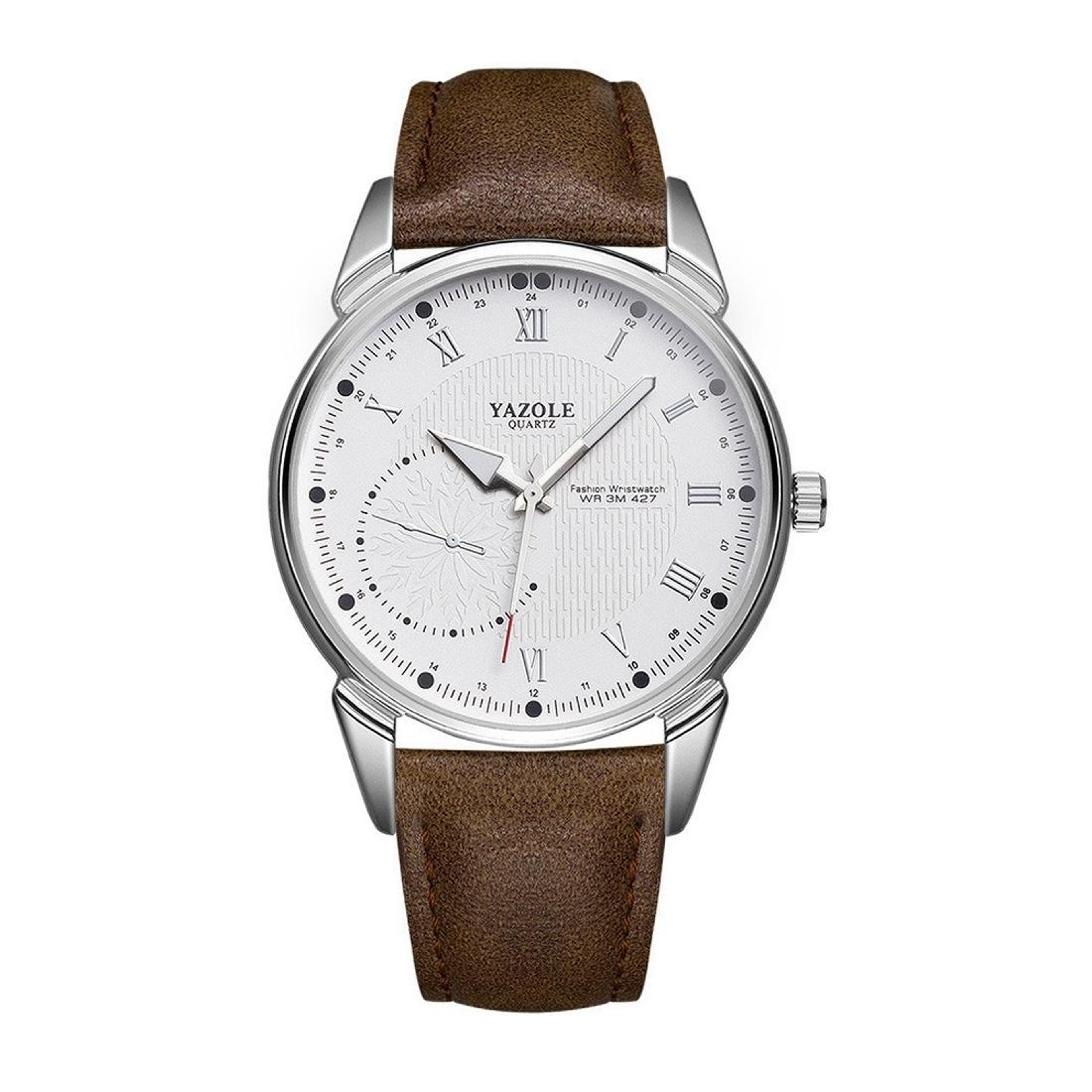 YAZOLE 427 Mens Quartz Watch Business Leather Strap Watch With Luminous Dial 0
