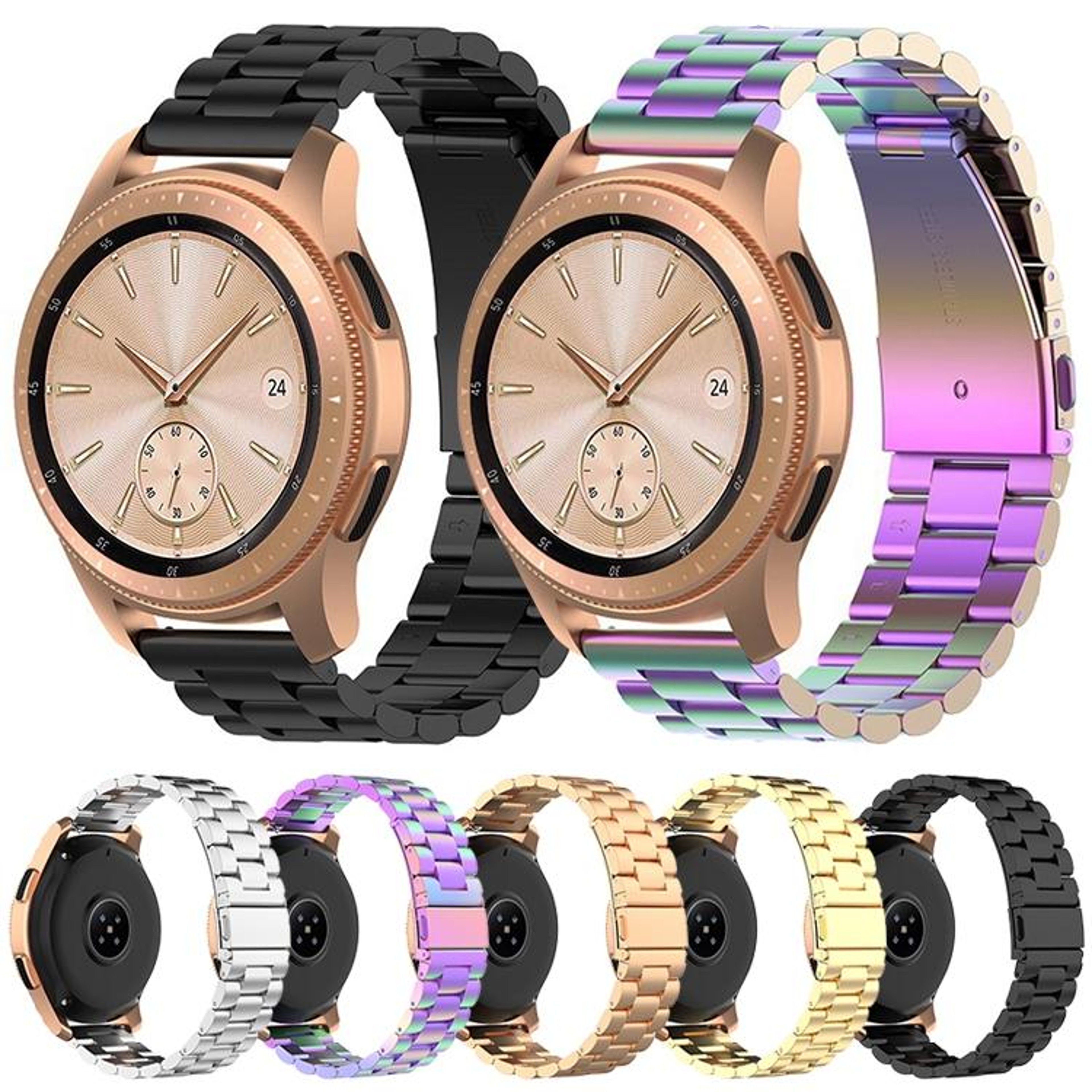 Galaxy Watch 46mm Stainless Steel Watch Band Three Bead Metal Watch Strap 4