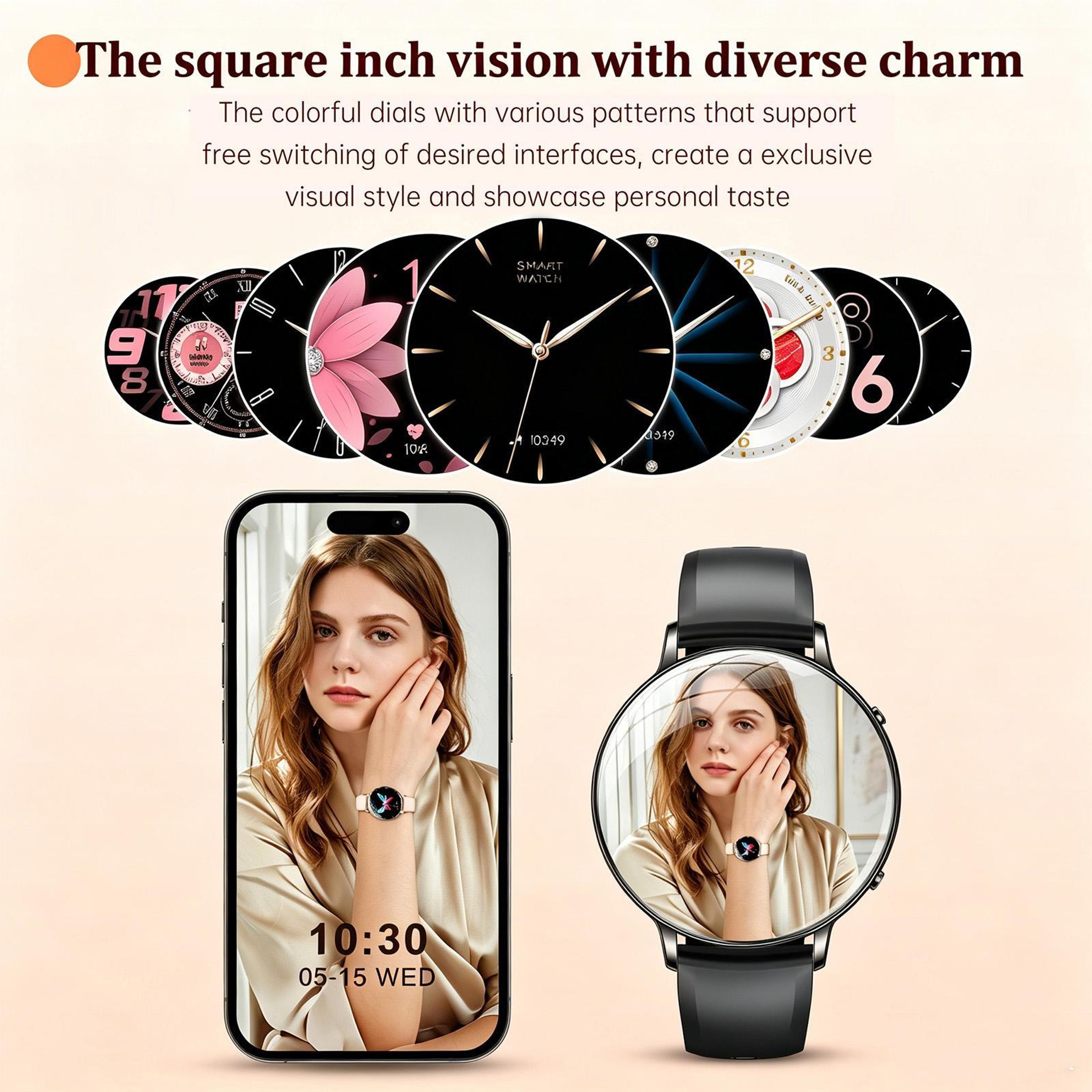 M201 Womens Smart Watch 132 Inch AMOLED Fitness Smartwatch With IP68 Waterproof Bluetooth Calling 5