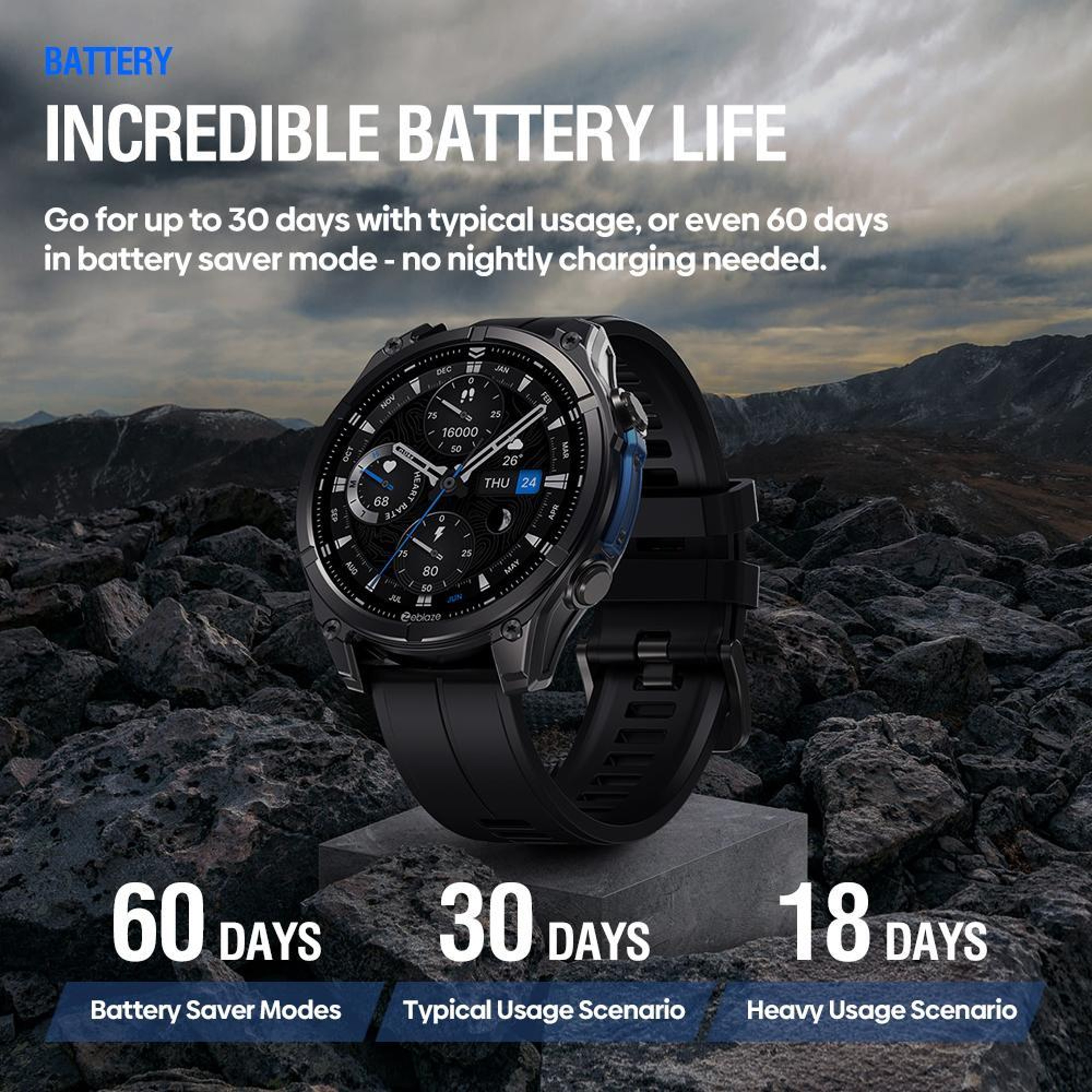 Zeblaze Vibe 8 Rugged Smartwatch With AMOLED Display 5 ATM Waterproof Outdoor Fitness Watch 10