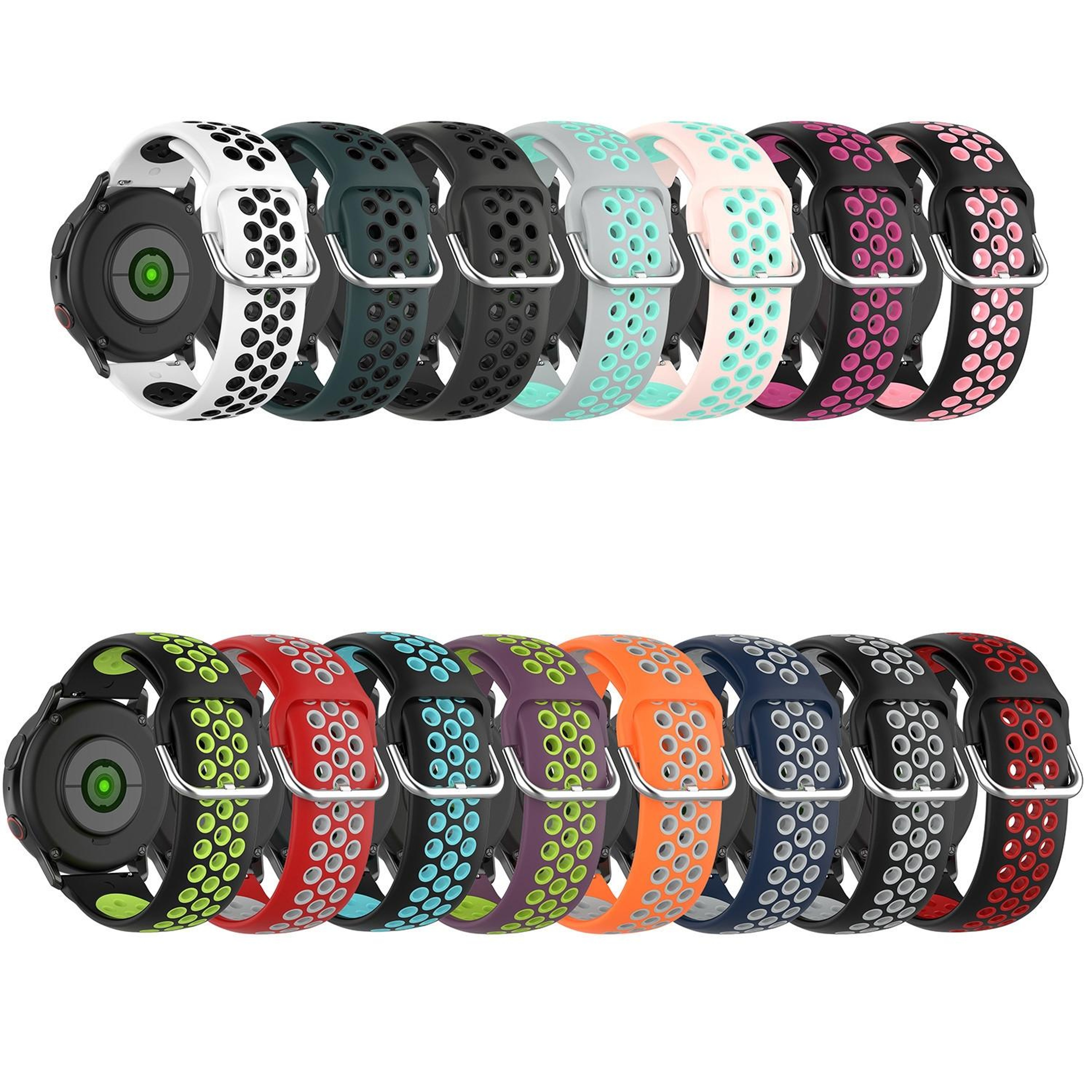 Samsung Galaxy Watch Active2 44mm Silicone Watch Band Two Color Sport Replacement Strap 5