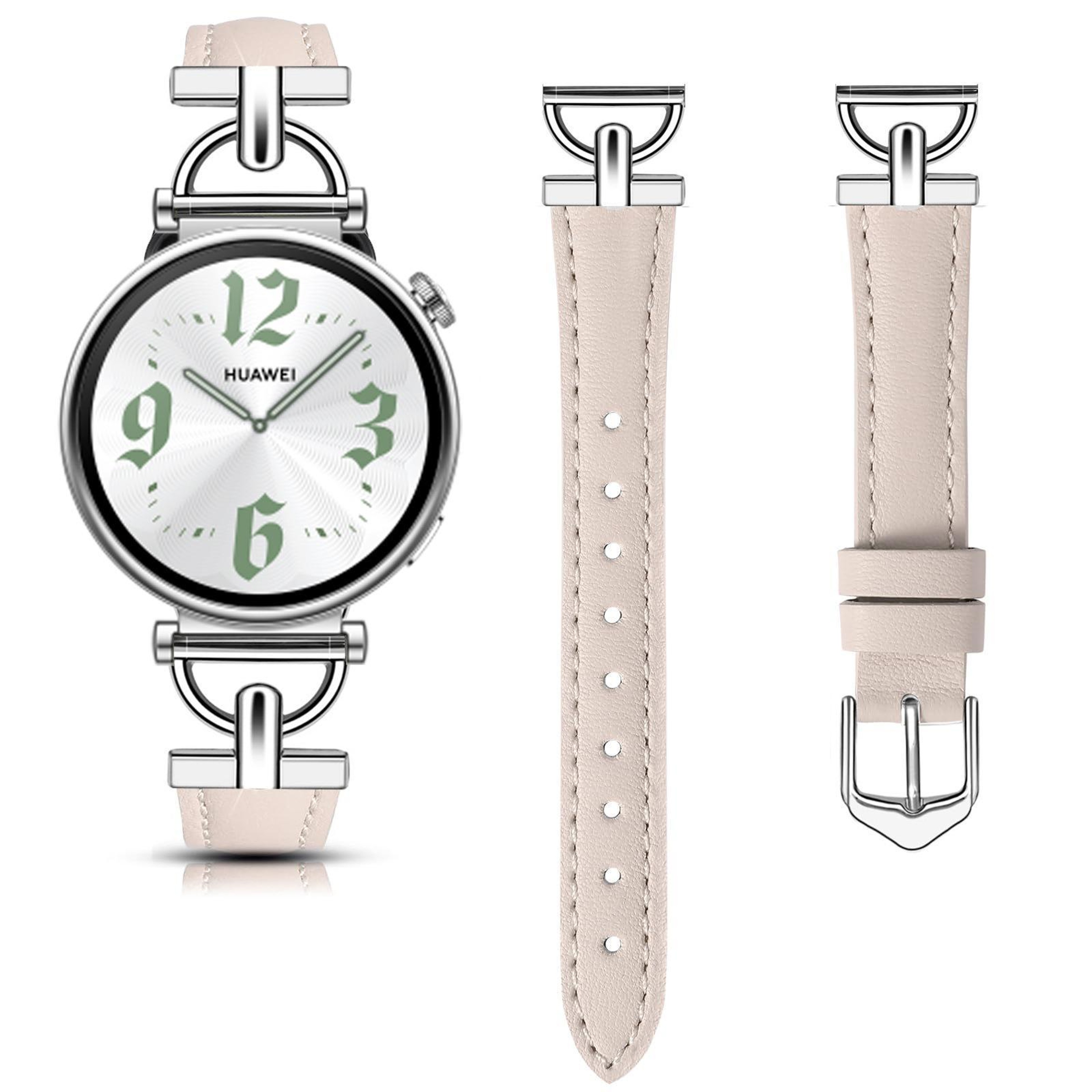 Genuine Leather Watch Band Flat Head D Shape Replacement Watch Strap With Stainless Steel Buckle 2