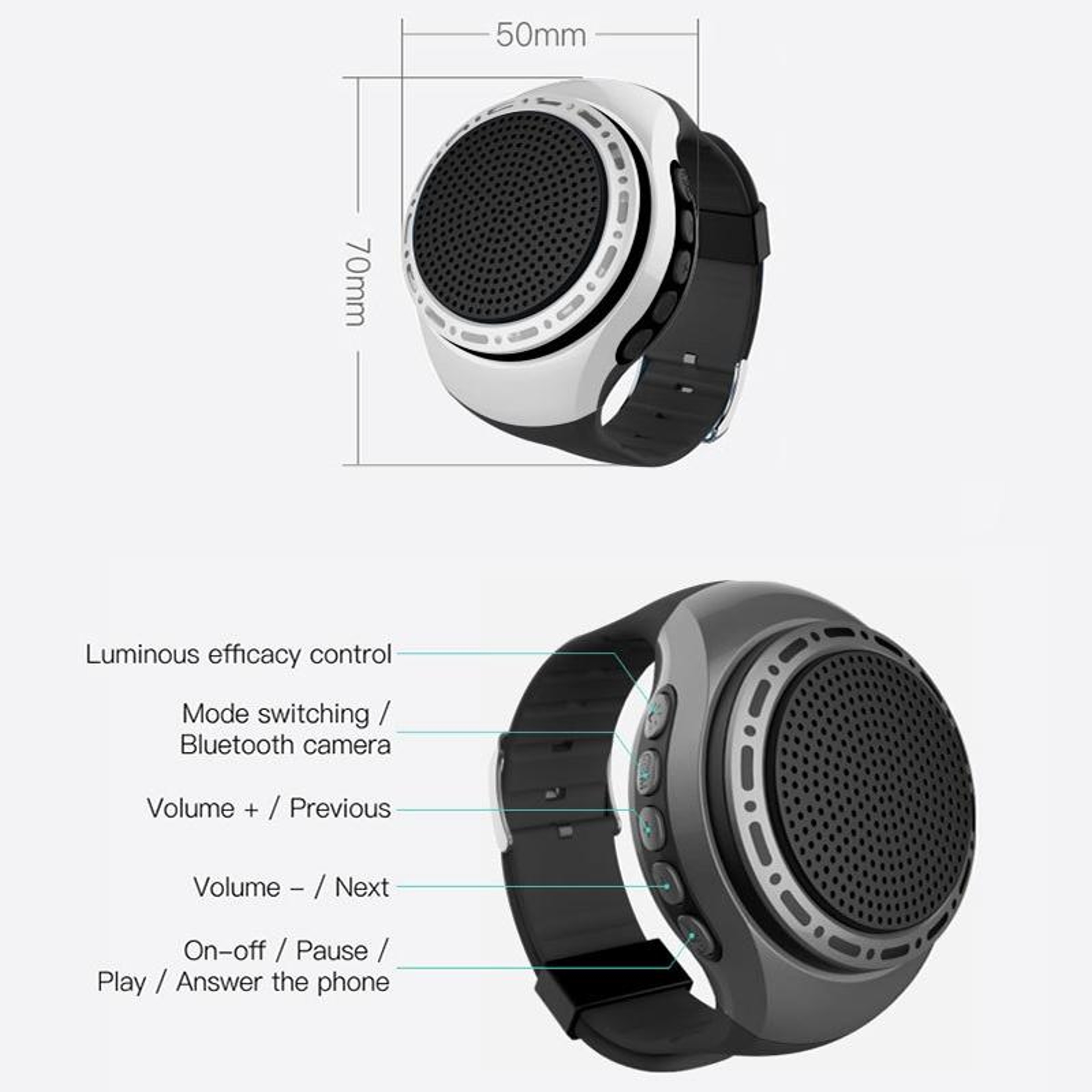 U6 Wearable Bluetooth Speaker Watch Style Portable Bluetooth Speaker With Selfie Remote MP3 Player 3