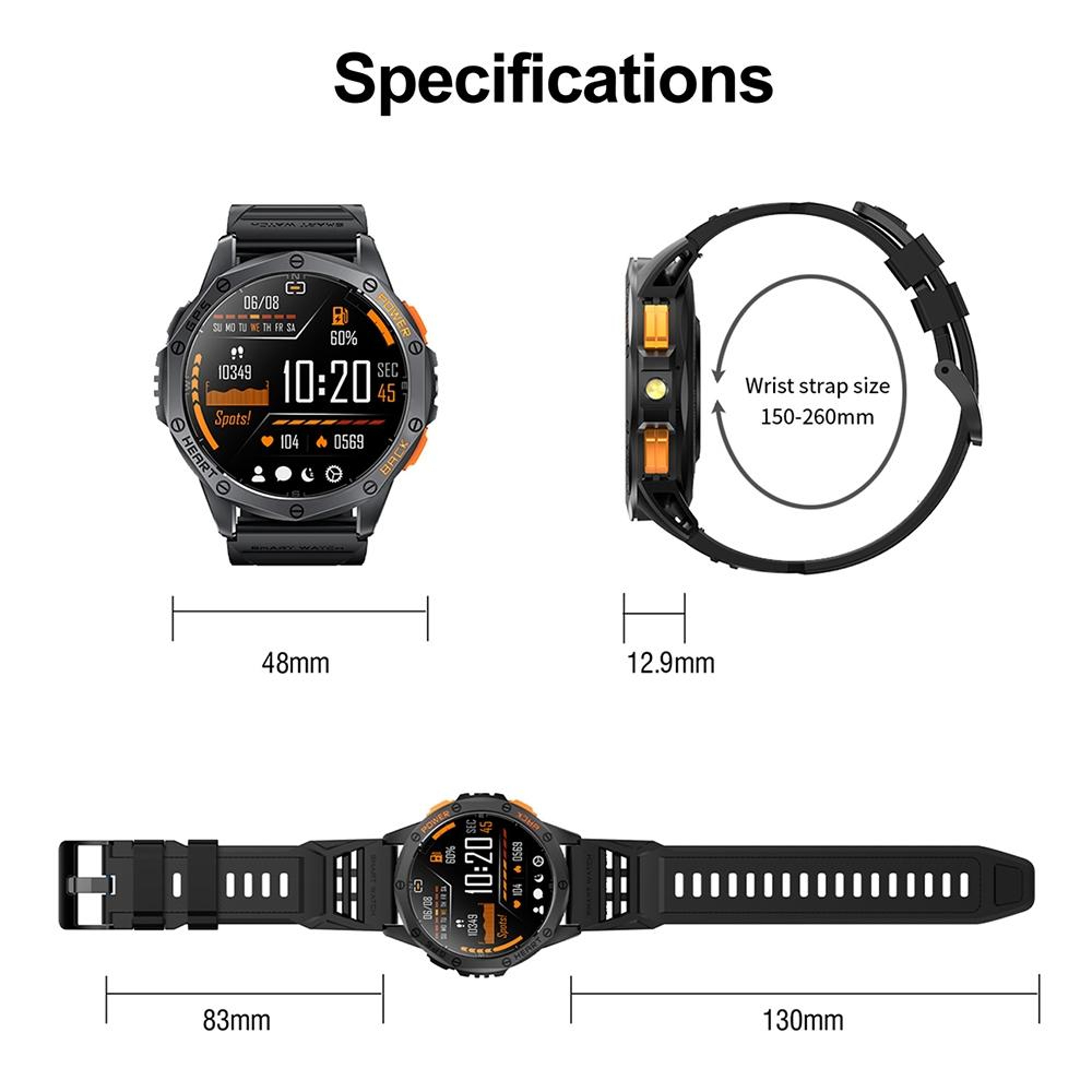 LEMFO K67 GPS Smartwatch With 143 Inch AMOLED Smart Watch Bluetooth Calling Health Tracker 7