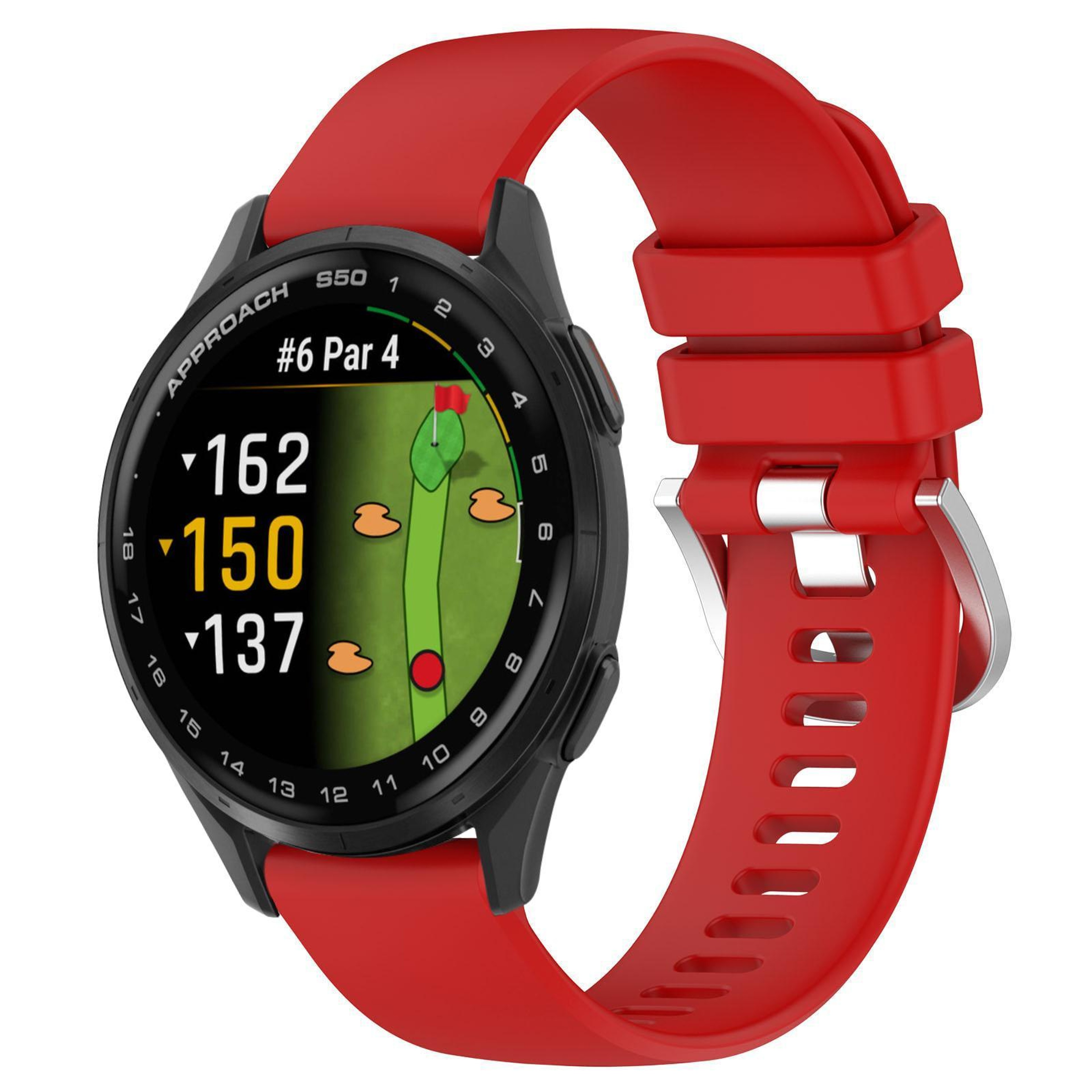 Garmin Approach S50 Silicone Watch Band 20mm Soft Waterproof Replacement Strap With Silver Buckle 8
